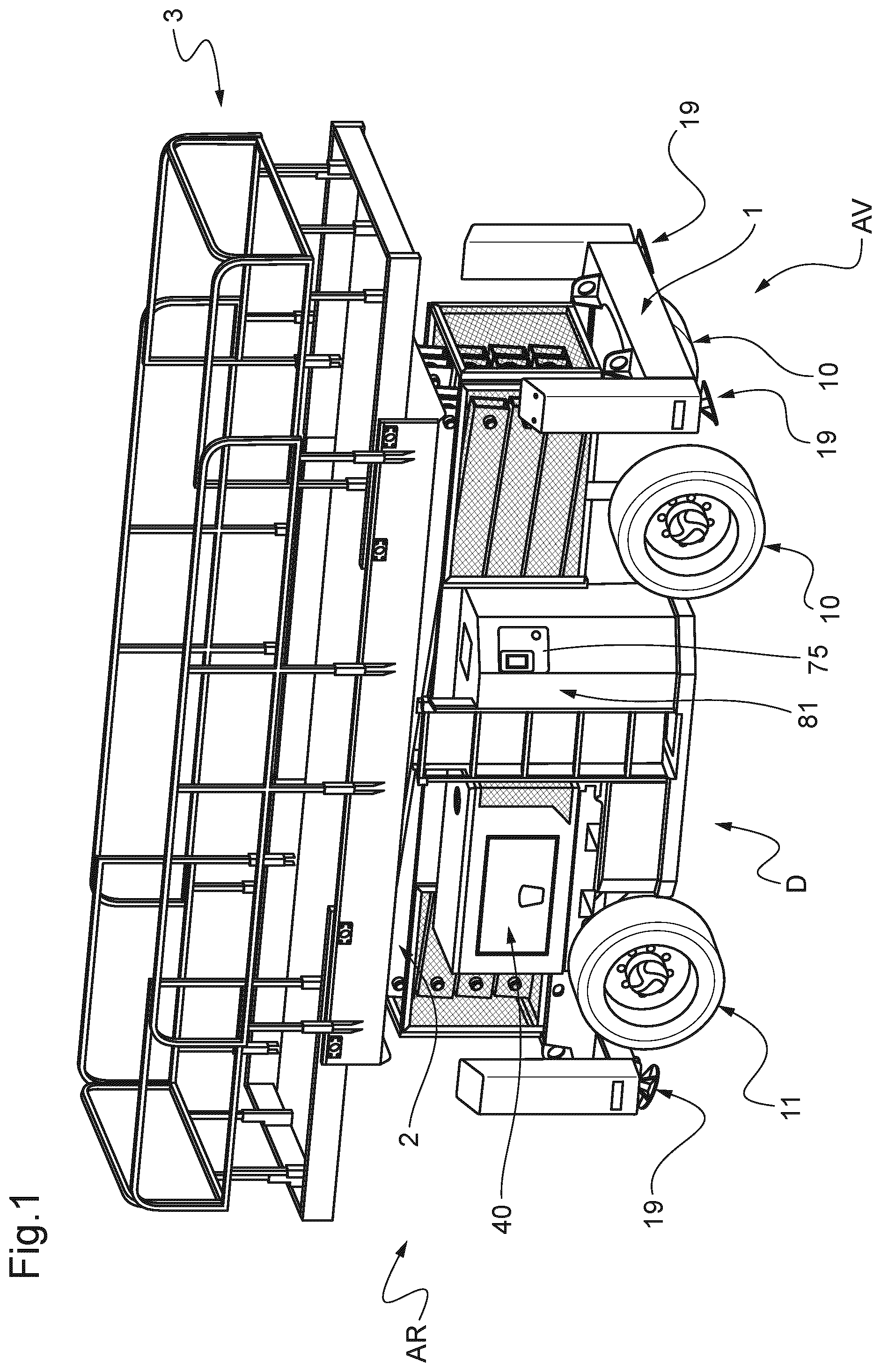 Patent US12365572 Figure 1 – Elevating nacelle suitable for indoor and all-terrain outdoor use