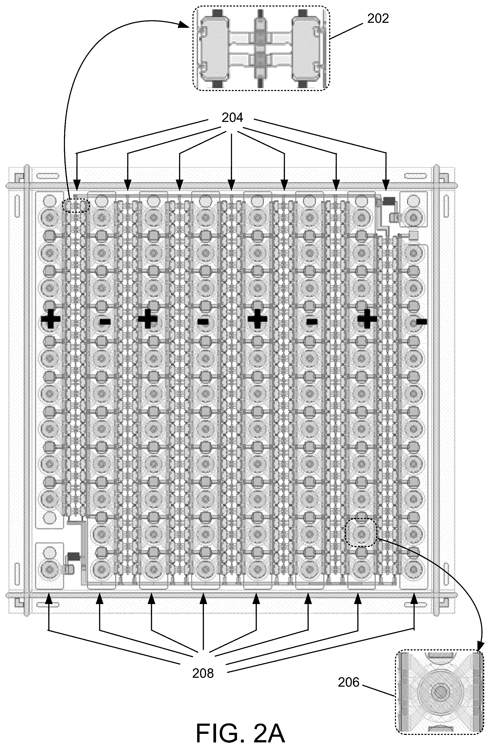 Patent US12365579 Figure 2 – Distributed MEMS switch array design with multiple input/output ports