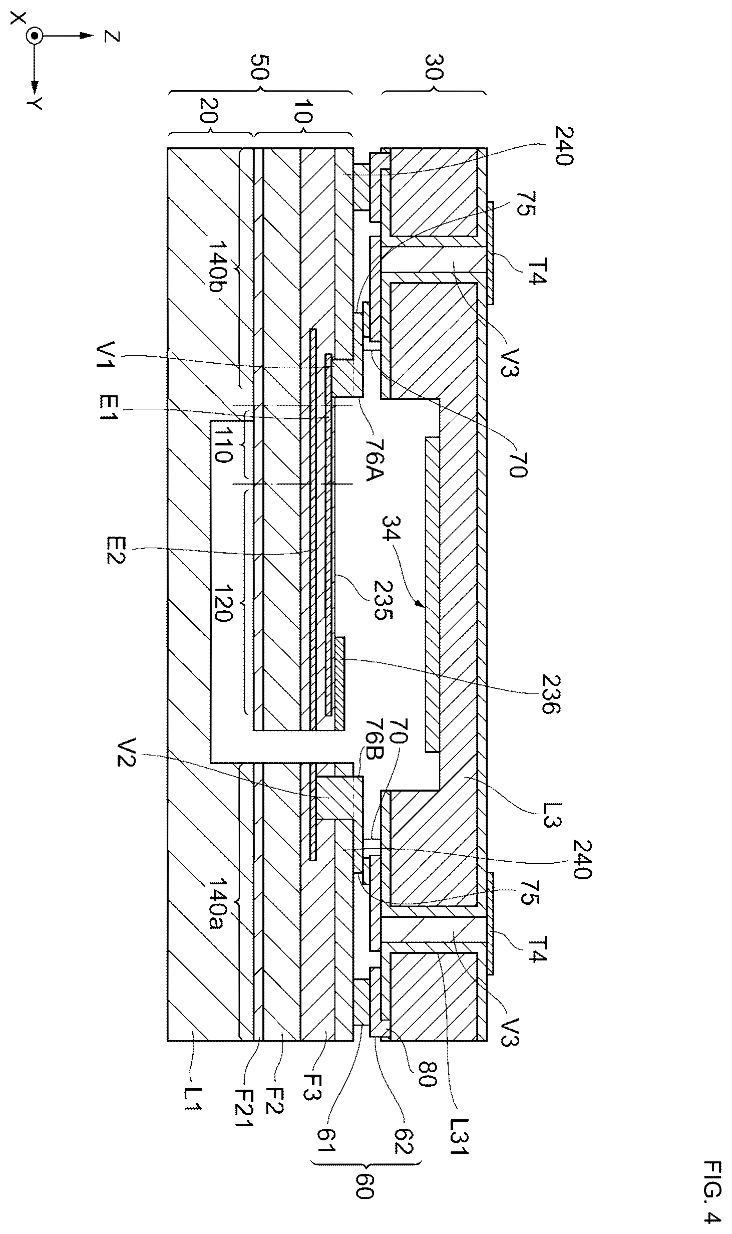 Patent US12365583 Figure 4 – Resonance device with substrate having oxide film containing through hole and metal therin, and manufacturing method therefor