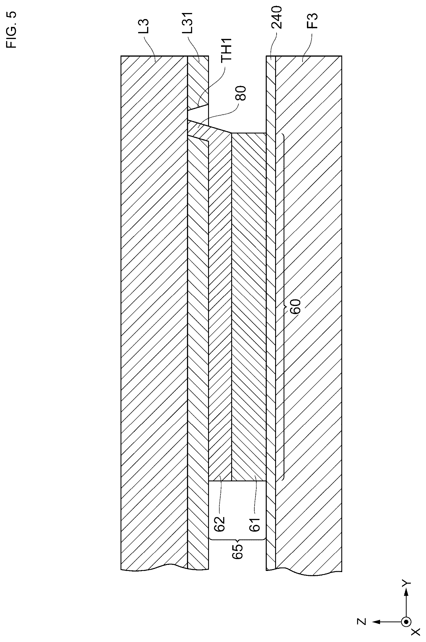Patent US12365583 Figure 5 – Resonance device with substrate having oxide film containing through hole and metal therin, and manufacturing method therefor