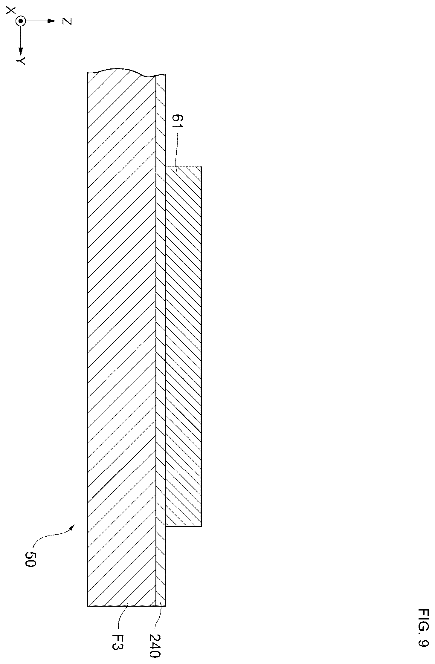 Patent US12365583 Figure 9 – Resonance device with substrate having oxide film containing through hole and metal therin, and manufacturing method therefor