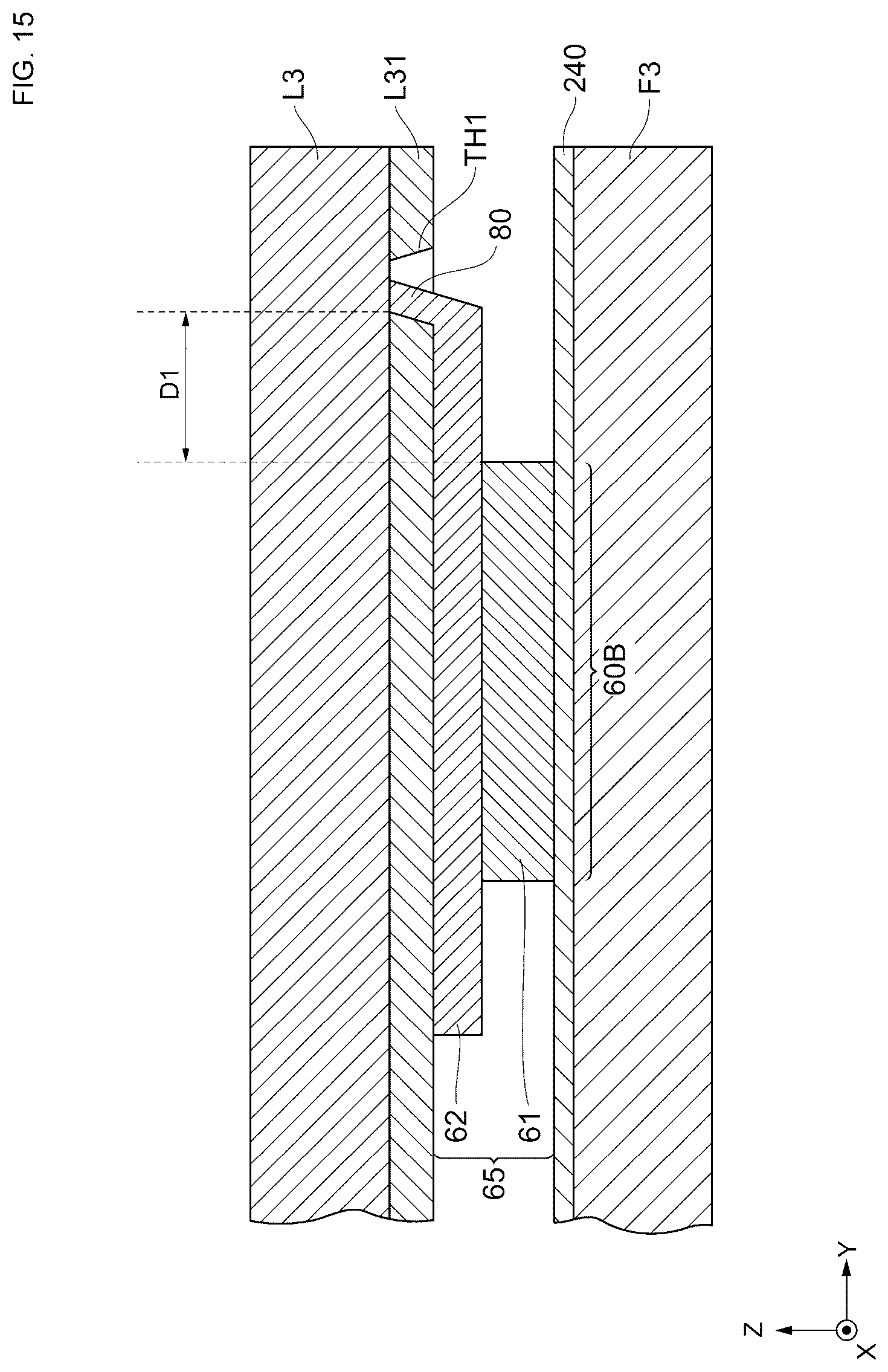 Patent US12365583 Figure 15 – Resonance device with substrate having oxide film containing through hole and metal therin, and manufacturing method therefor
