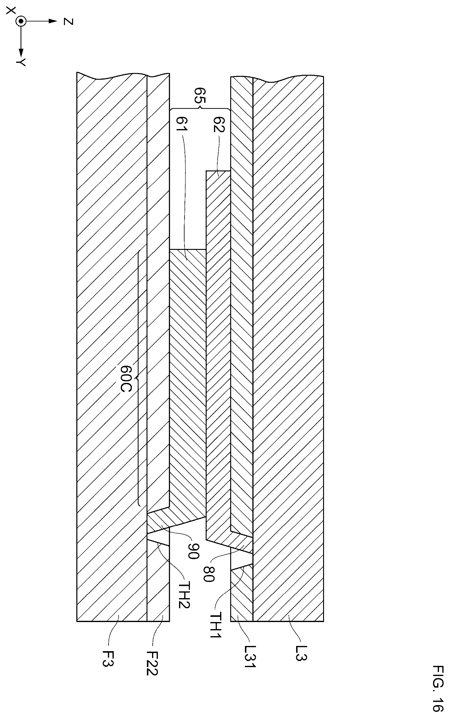 Patent US12365583 Figure 16 – Resonance device with substrate having oxide film containing through hole and metal therin, and manufacturing method therefor
