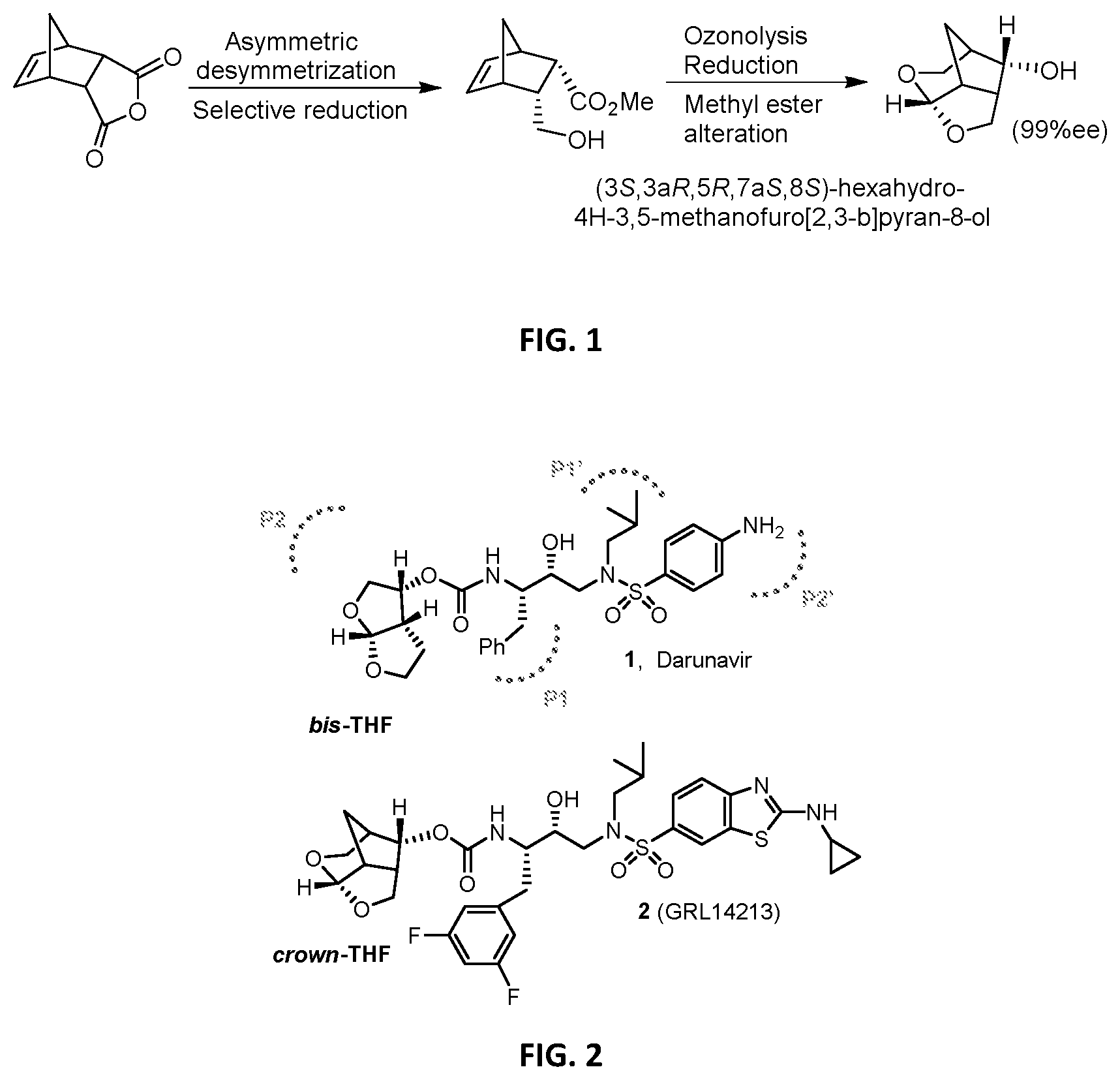 Patent US12365691 Figure 1 – Method of synthesizing (3S,3AR,5R,7AS,8S)-hexahydro-4H-3,5-methanofuro[2,3-b]pyran-8-ol