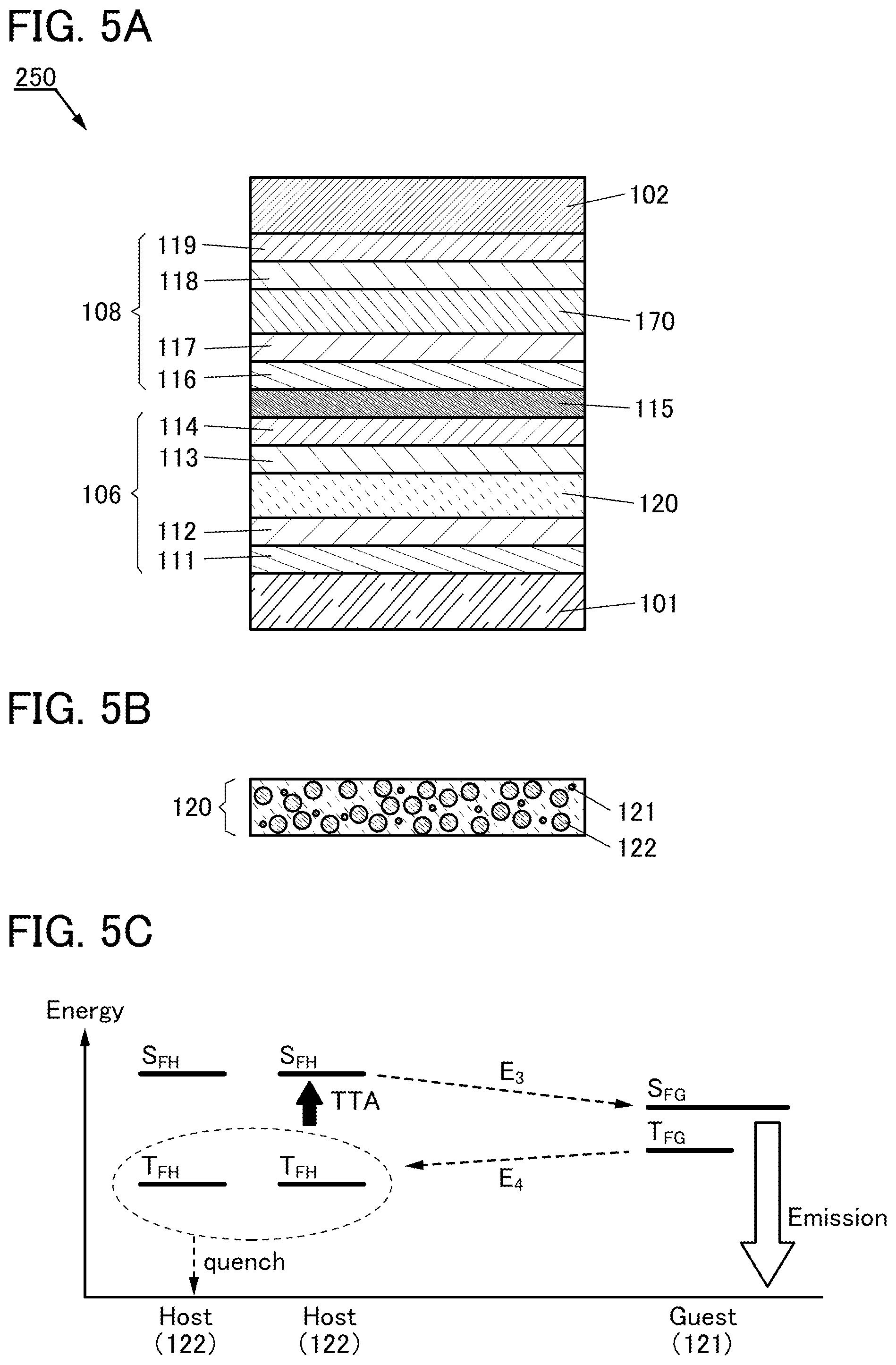 Patent US12365835 Figure 5 – Light-emitting element, display device, electronic device, and lighting device
