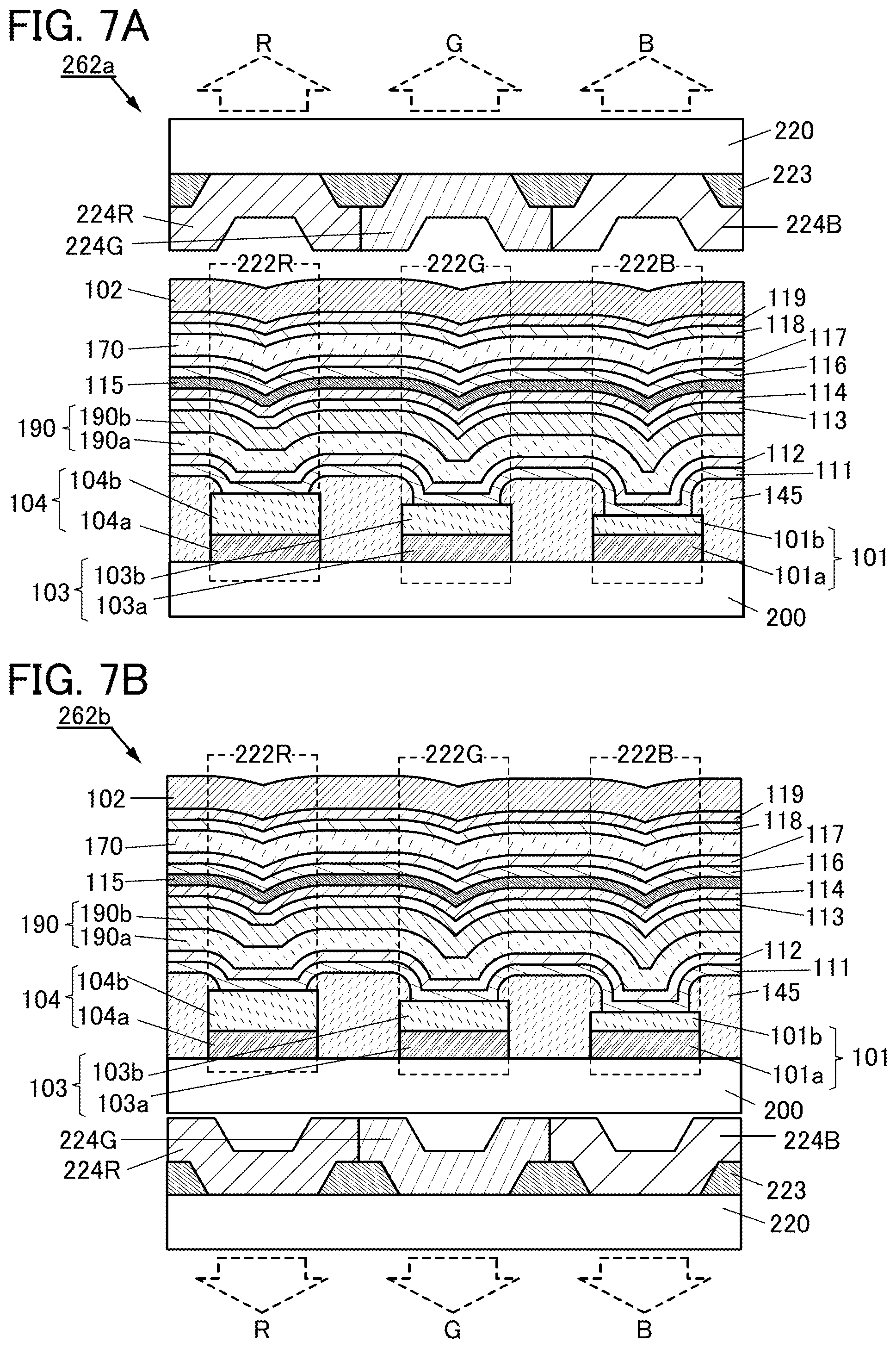 Patent US12365835 Figure 7 – Light-emitting element, display device, electronic device, and lighting device