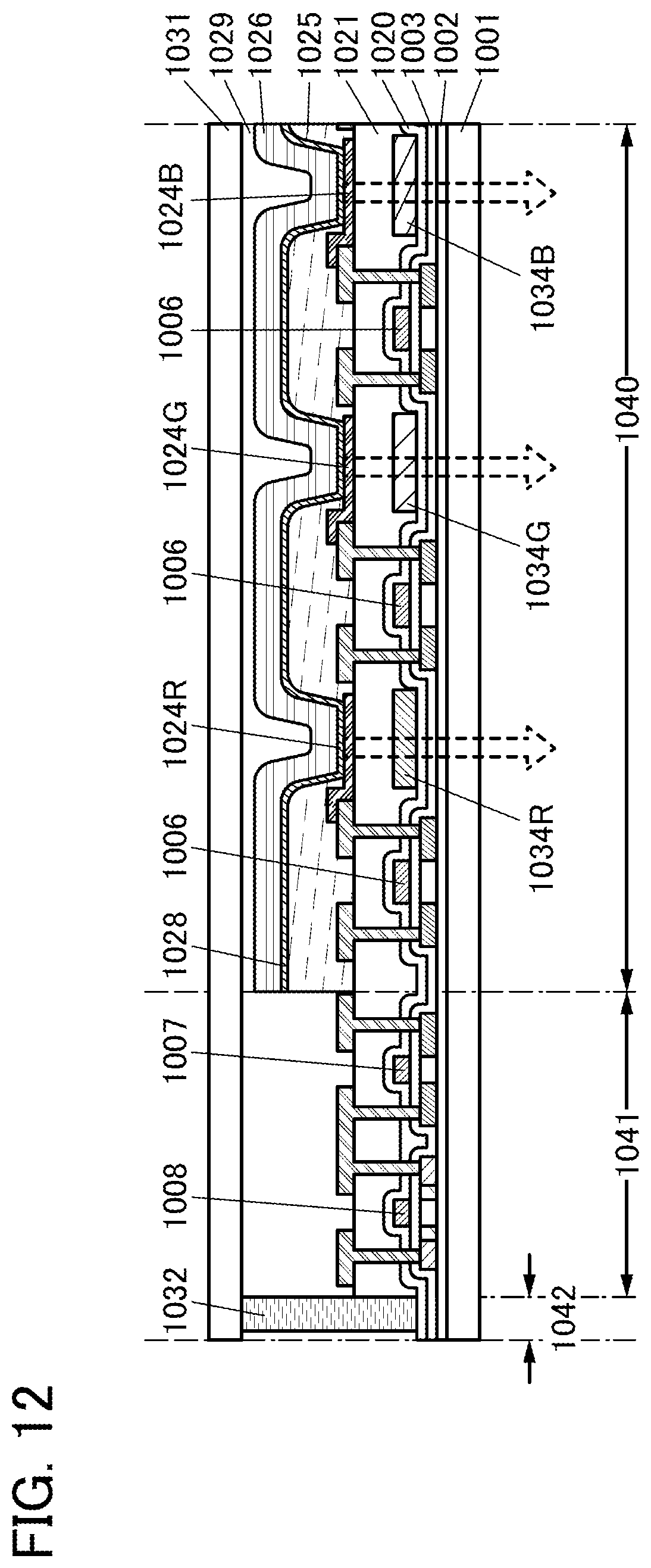 Patent US12365835 Figure 12 – Light-emitting element, display device, electronic device, and lighting device