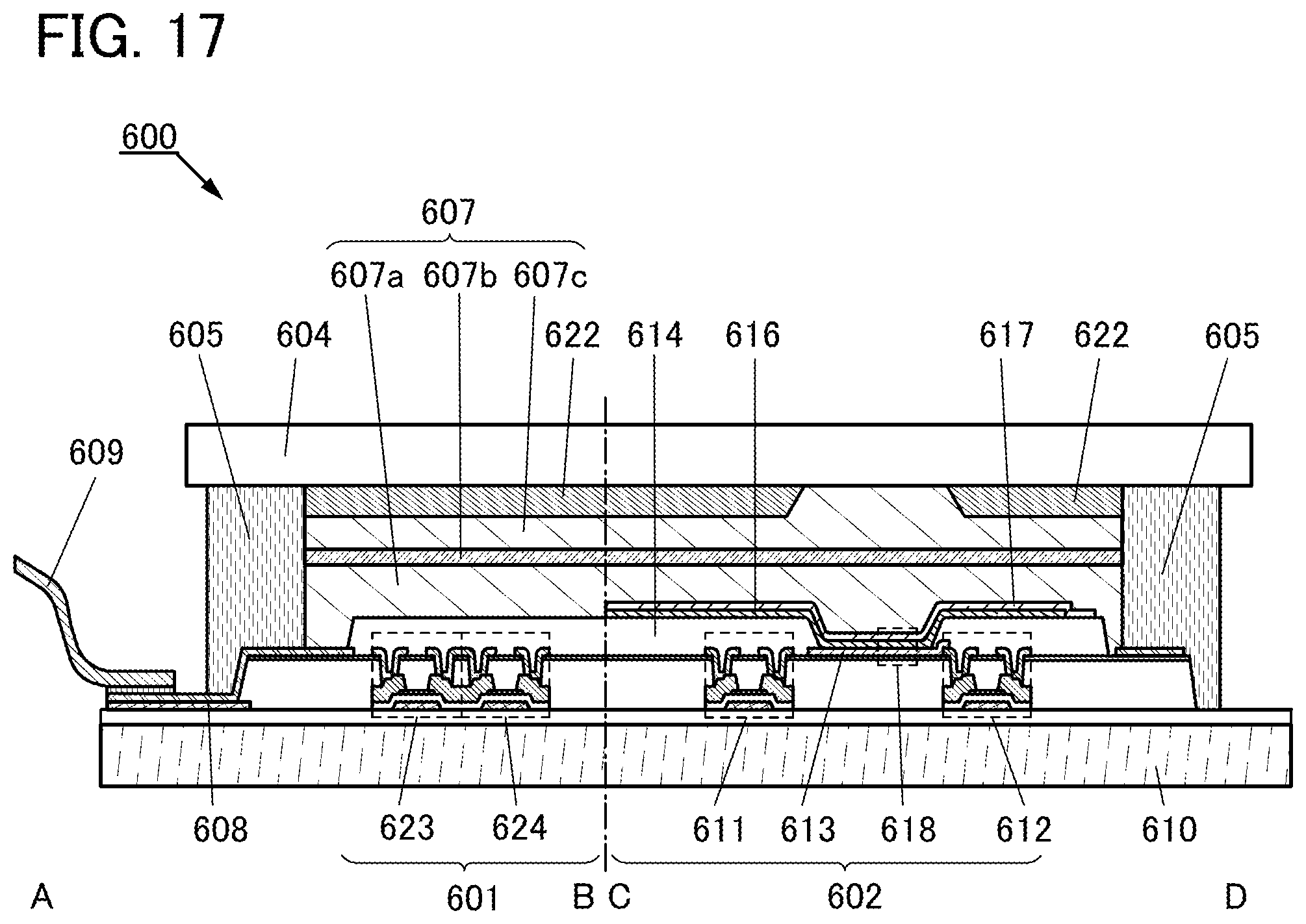 Patent US12365835 Figure 17 – Light-emitting element, display device, electronic device, and lighting device