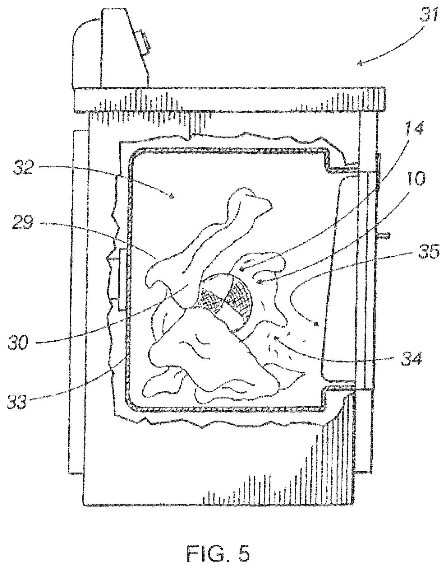 Patent US12365854 Figure 5 – Transfer of encapsulated fragrance to fabrics in dryer cycle by means of wool ball