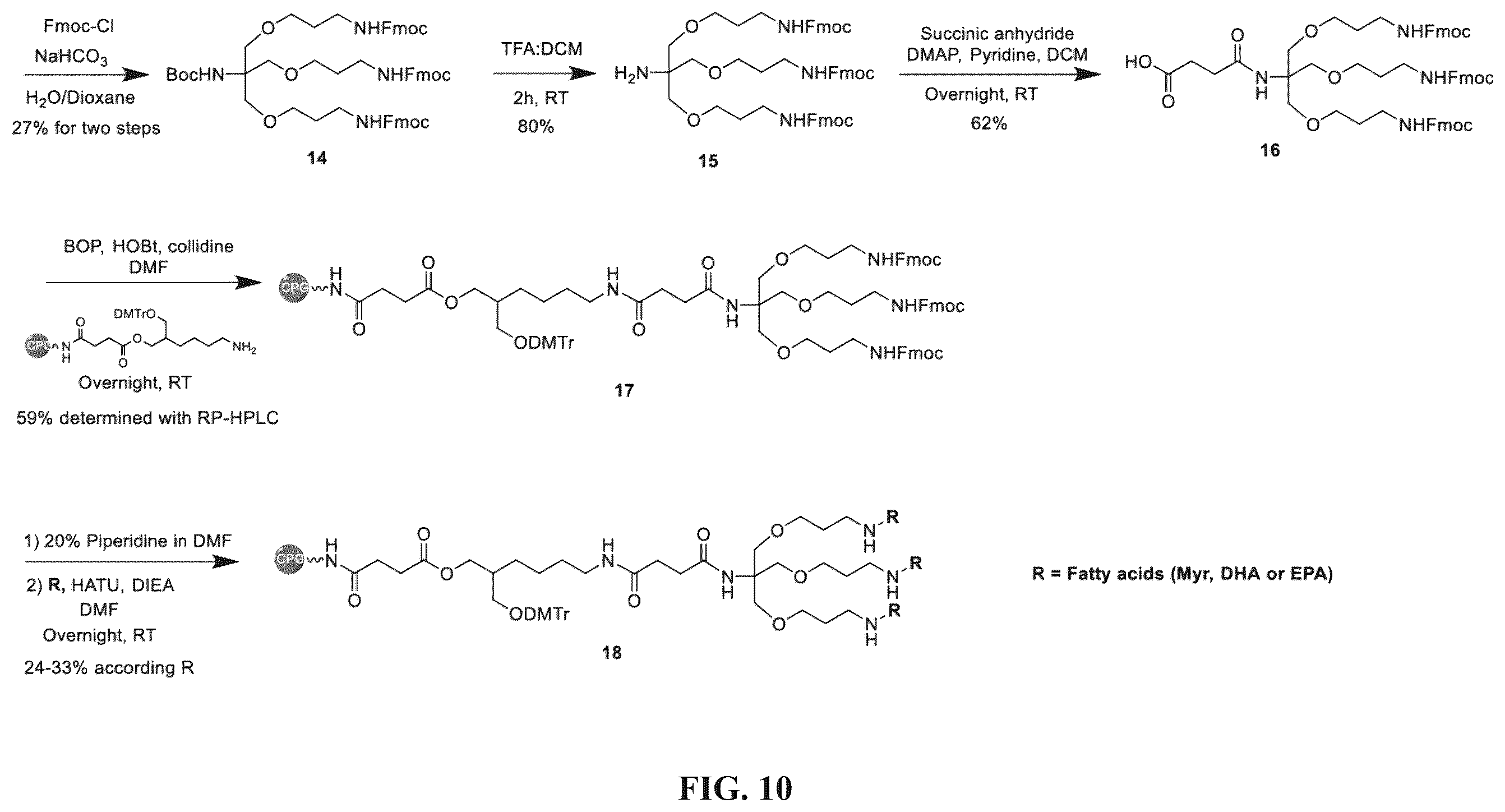 Patent US12365894 Figure 10 – Branched lipid conjugates of siRNA for specific tissue delivery