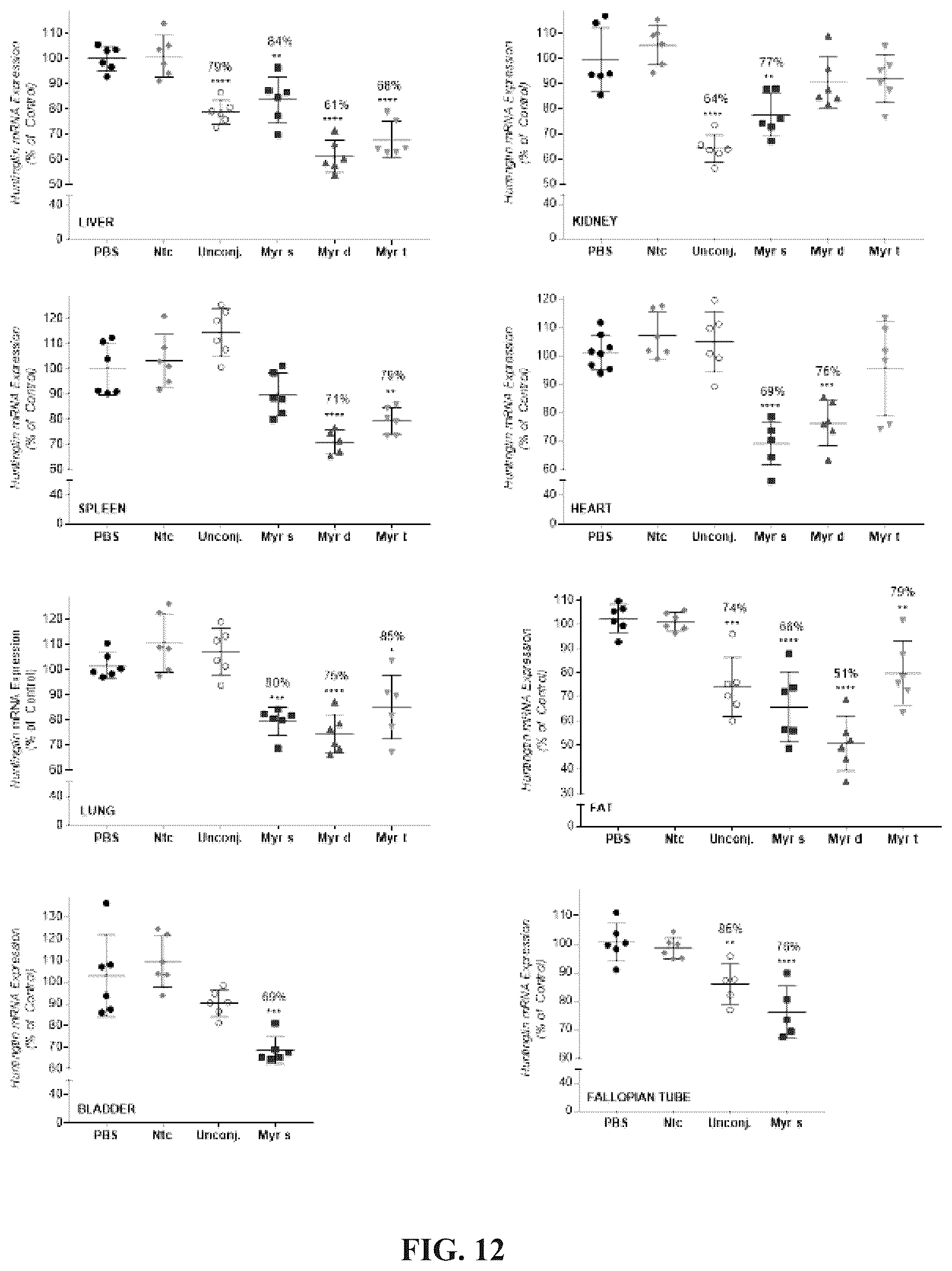 Patent US12365894 Figure 12 – Branched lipid conjugates of siRNA for specific tissue delivery