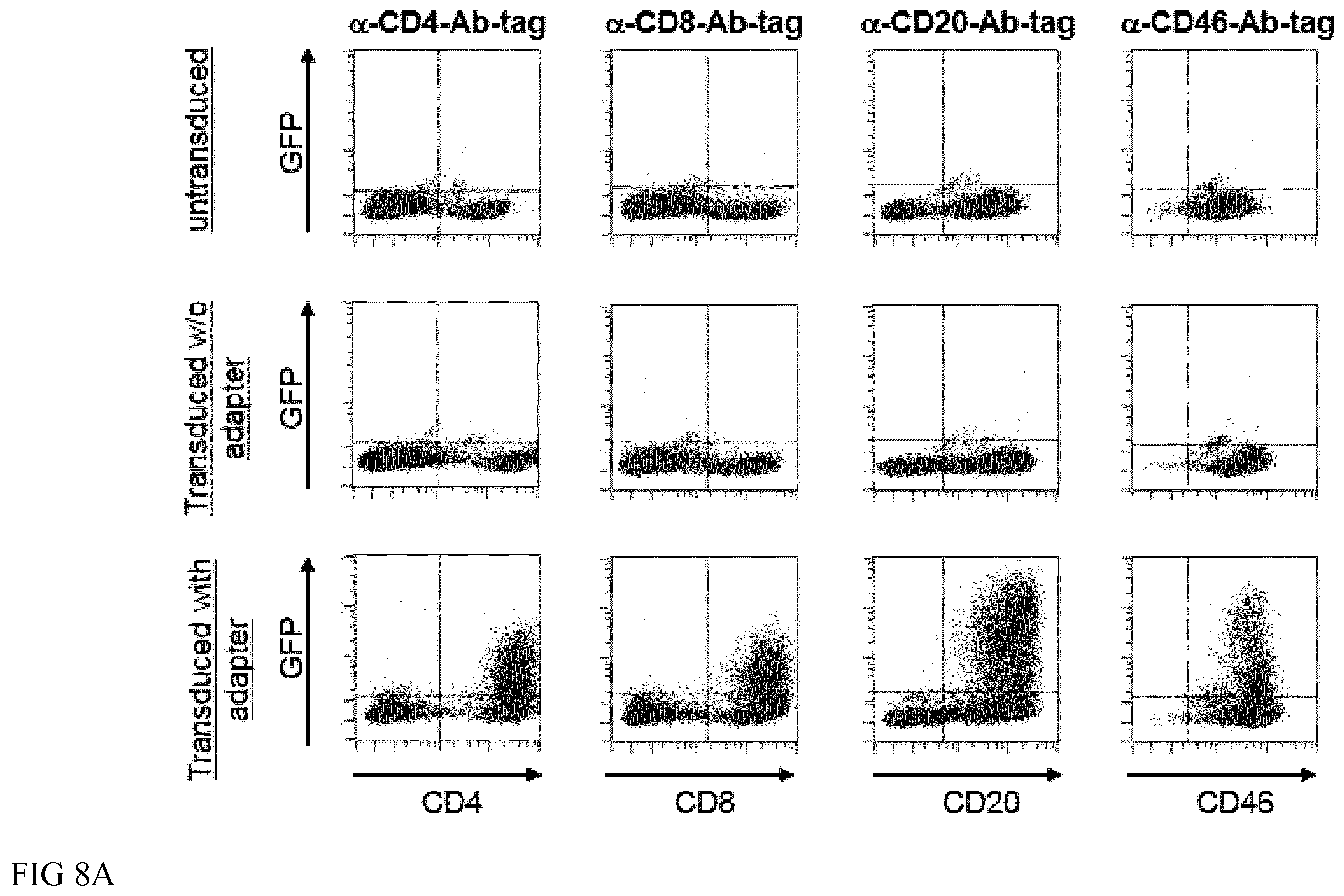 Patent US12365916 Figure 8 – Adapter-based retroviral vector system for the selective transduction of target cells