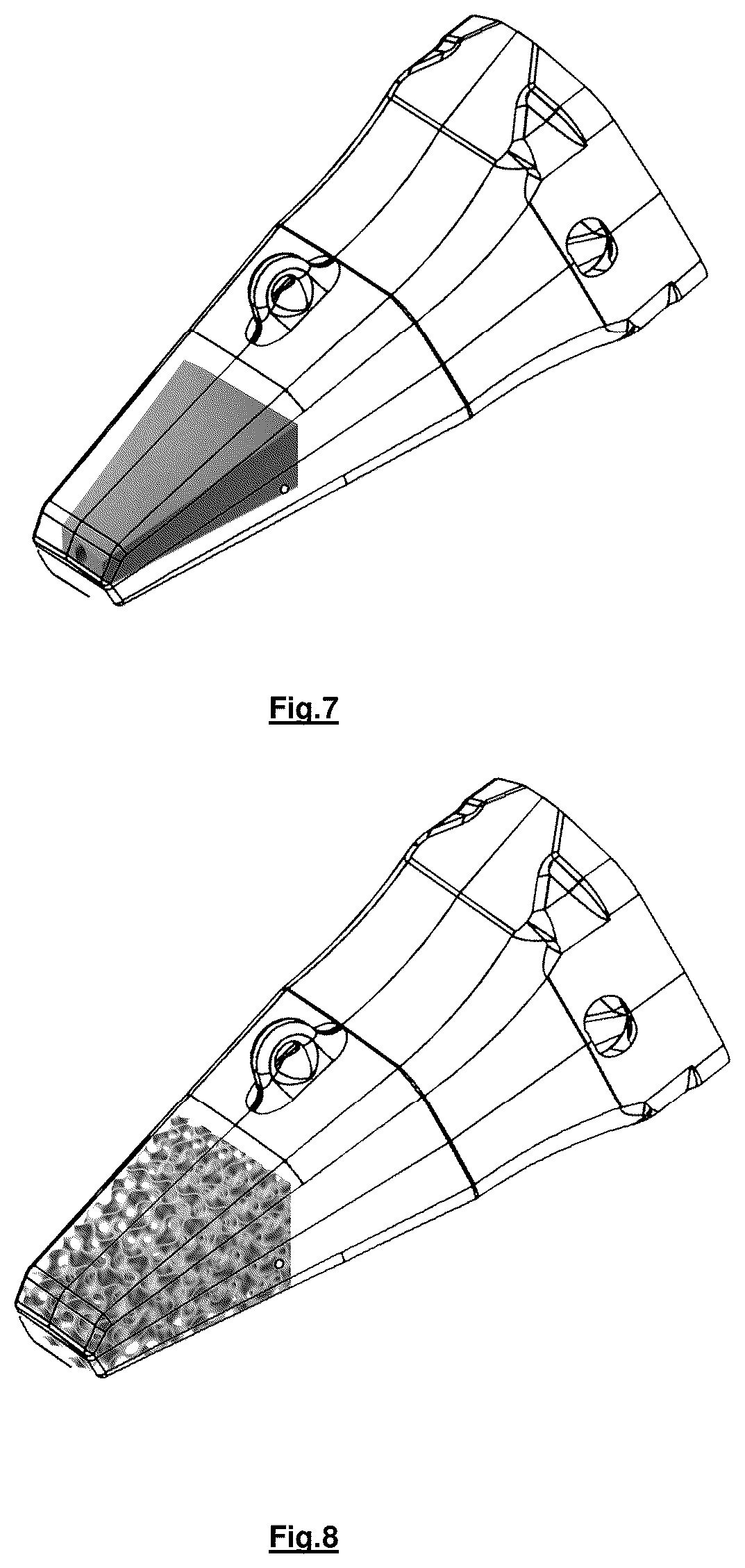 Patent US12365969 Figure 4 – Hierarchical composite wear part with structural reinforcement