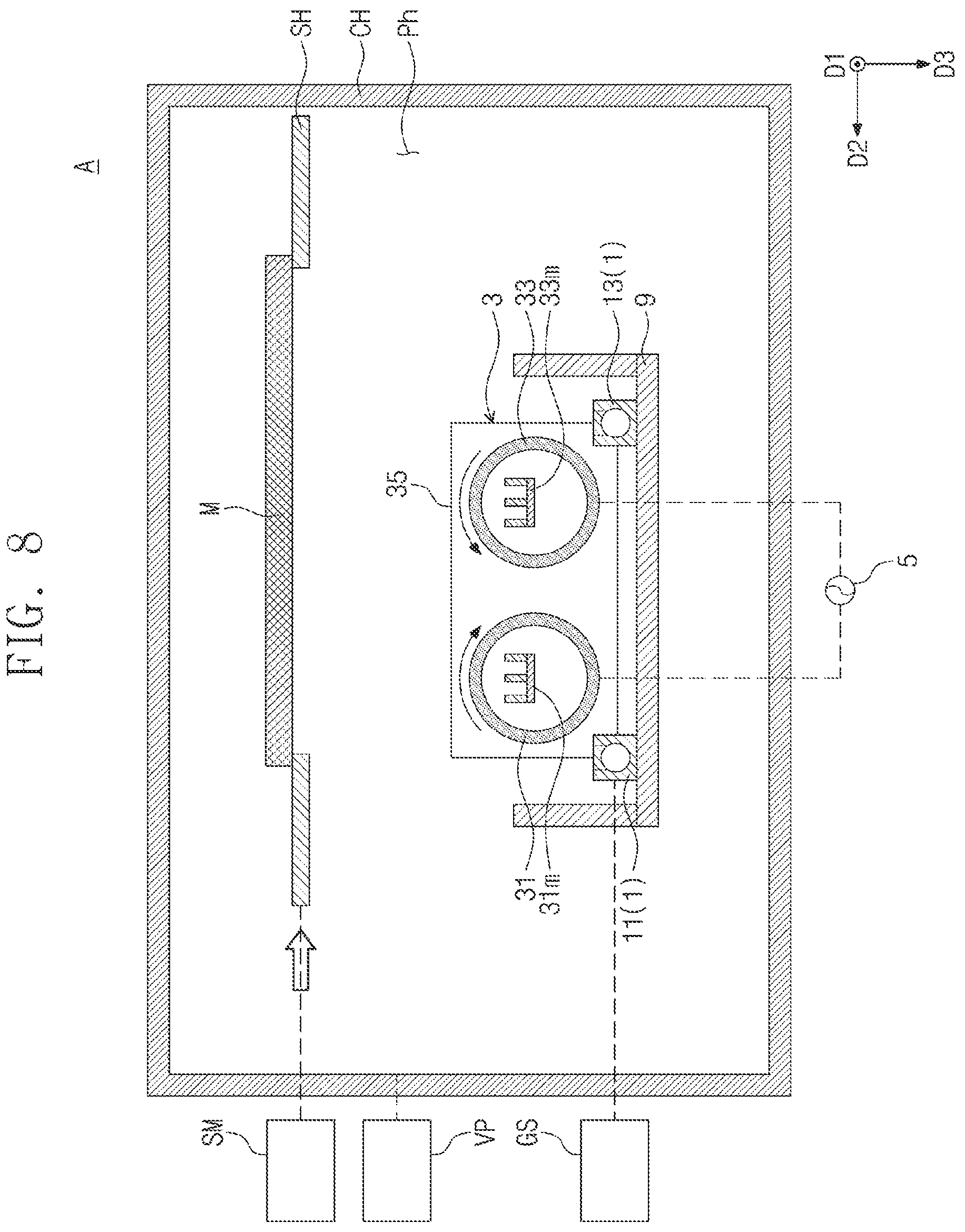 Patent US12365975 Figure 8 – Sputtering apparatus and CVD mask coating method using the same