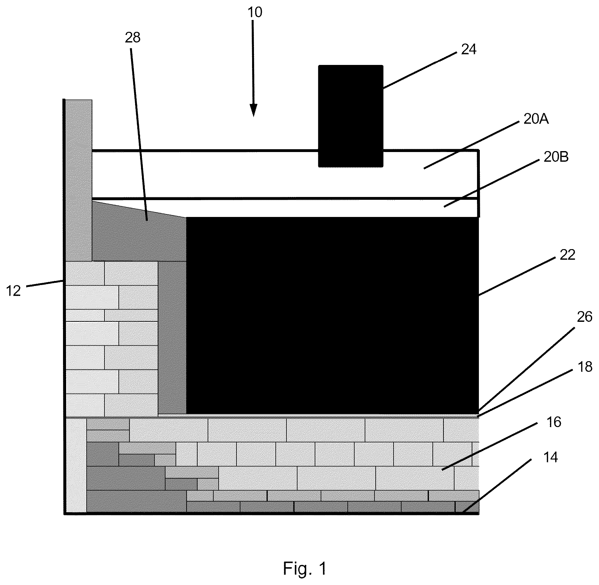Patent US12366003 Figure 1 – Material components protection against the corrosive action cryolite melts in aluminium reduction cells
