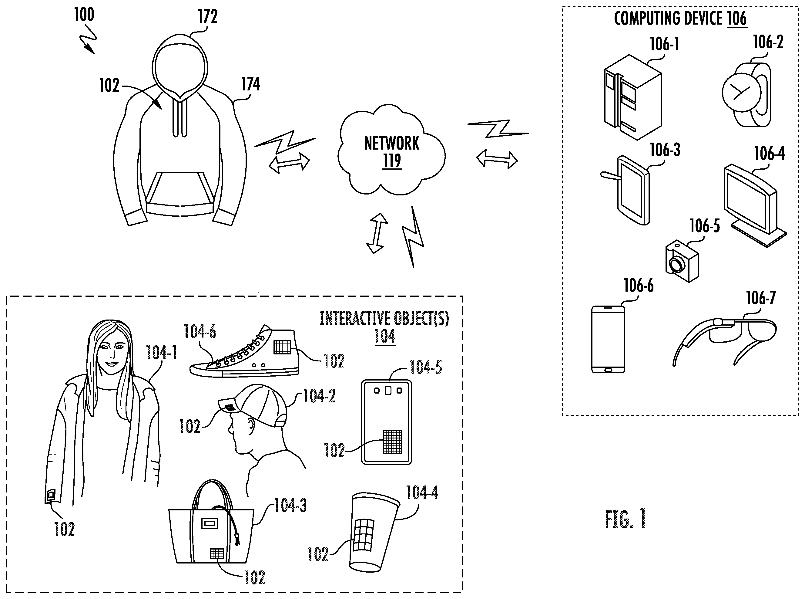 Patent US12366017 Figure 1 – Touch-sensitive cord