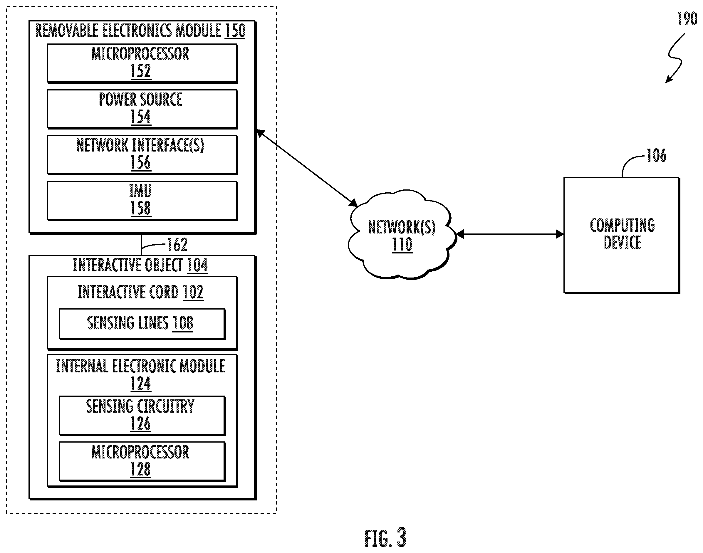 Patent US12366017 Figure 3 – Touch-sensitive cord