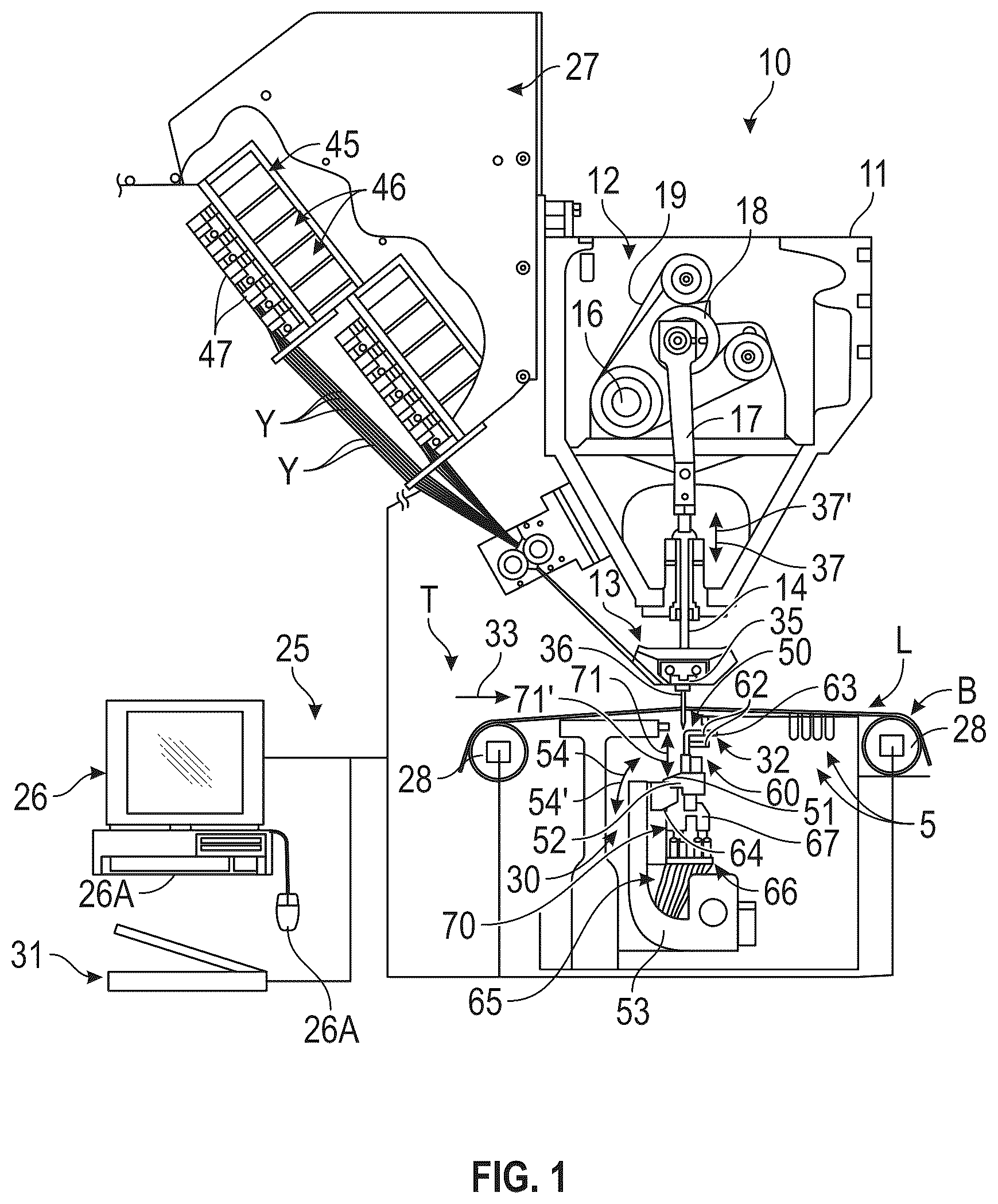 Patent US12366021 Figure 1 – Tufting machine and method of tufting