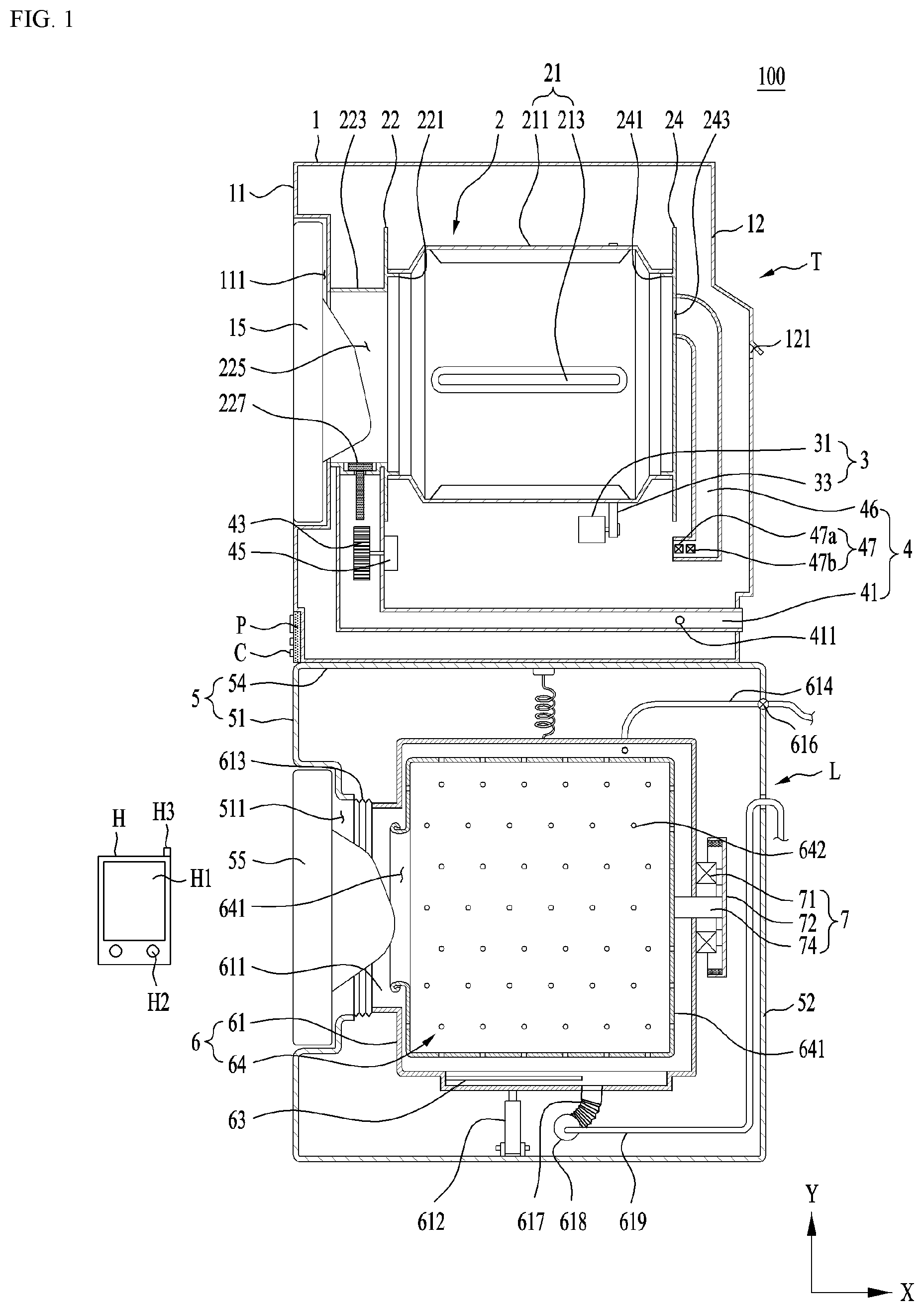 Patent US12366026 Figure 1 – Laundry treating apparatus and control method for the same