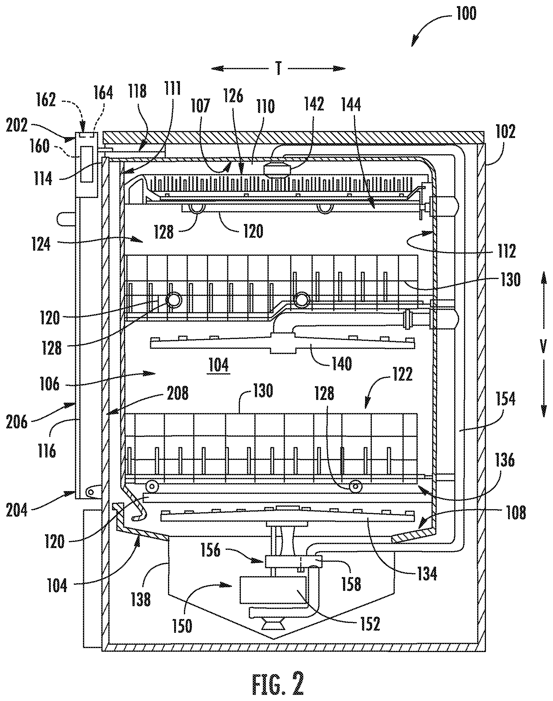 Patent US12366027 Figure 2 – Mounting assembly for a printed circuit board within an appliance control panel