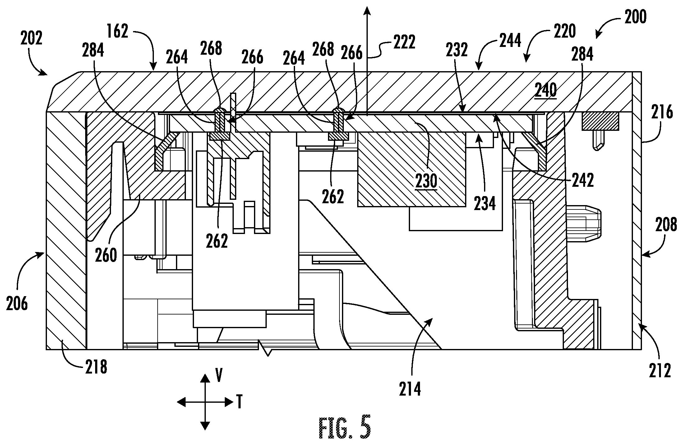 Patent US12366027 Figure 5 – Mounting assembly for a printed circuit board within an appliance control panel