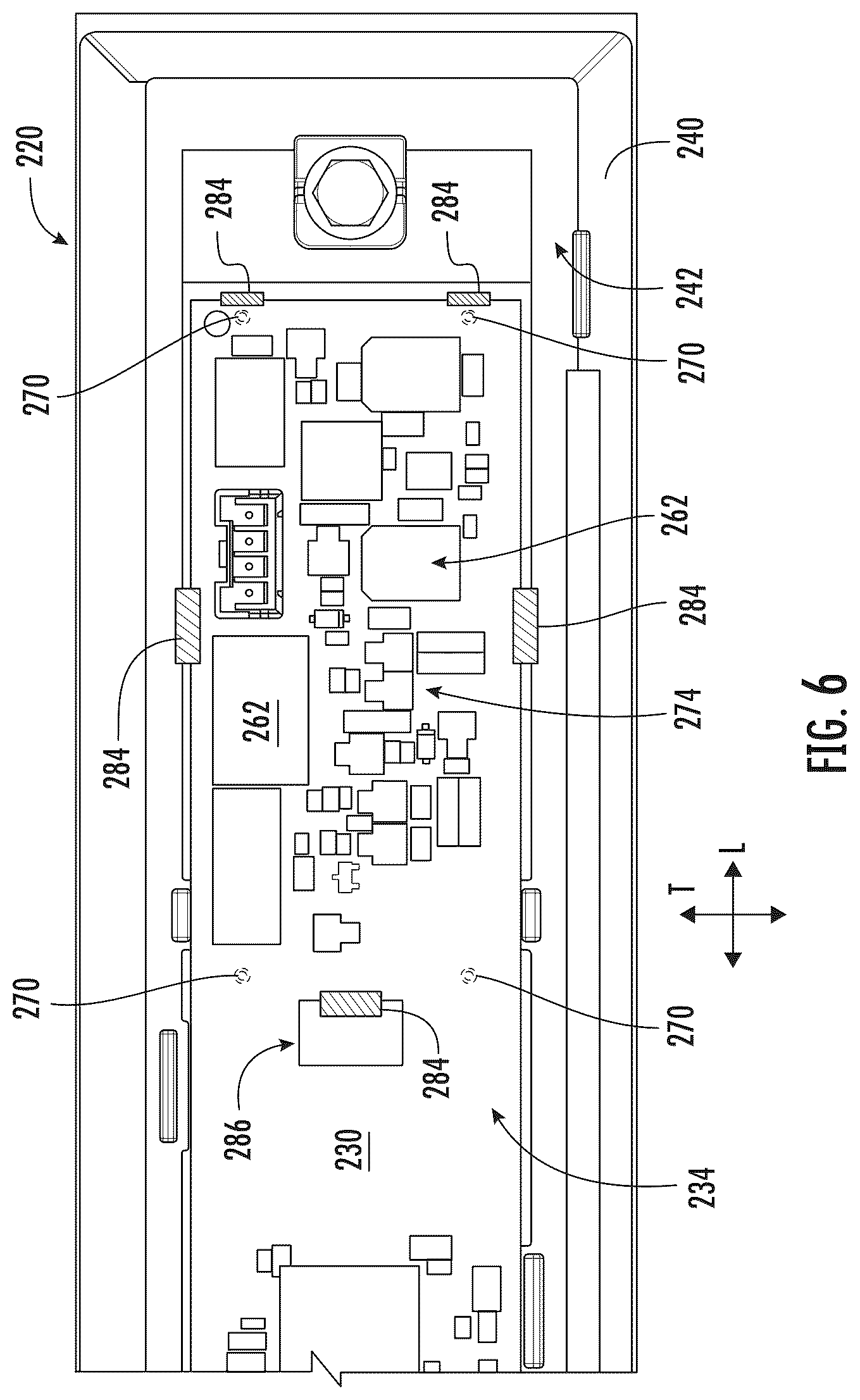 Patent US12366027 Figure 6 – Mounting assembly for a printed circuit board within an appliance control panel