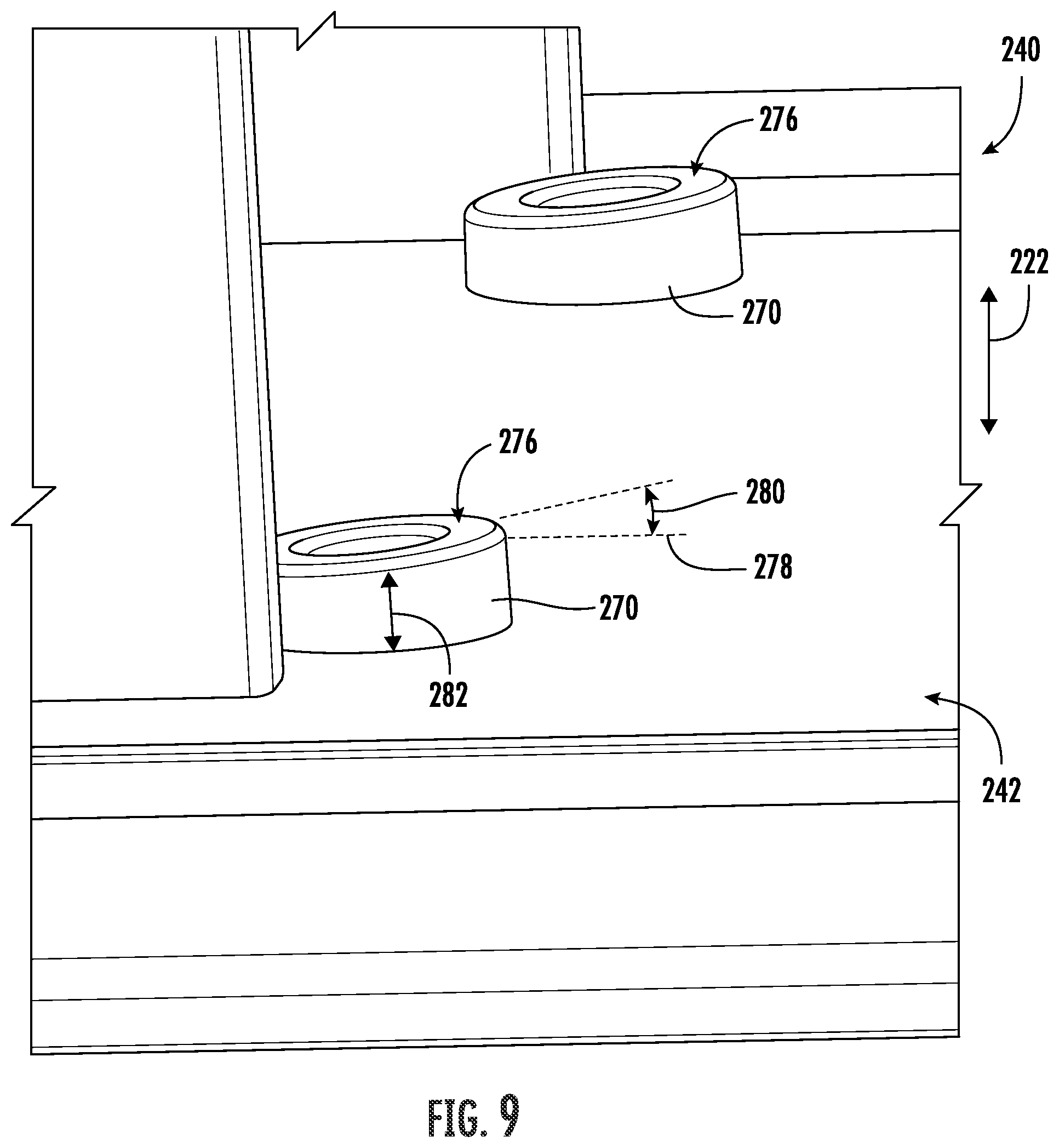 Patent US12366027 Figure 8 – Mounting assembly for a printed circuit board within an appliance control panel