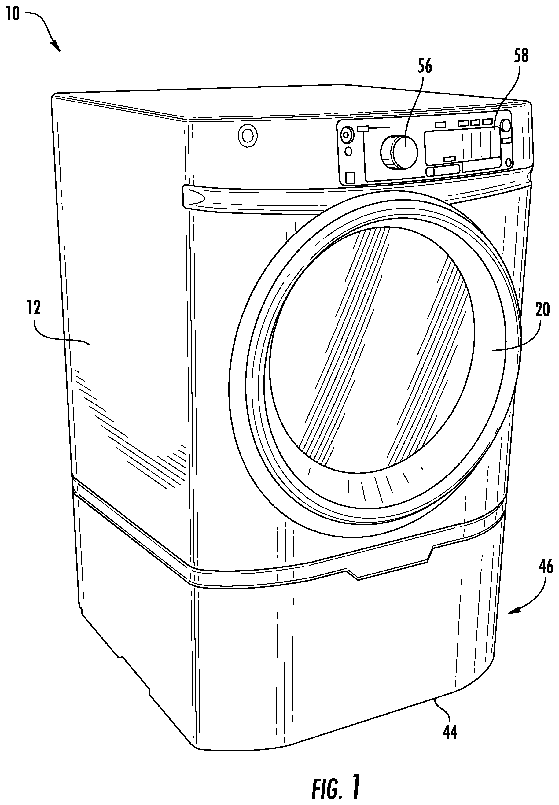 Patent US12366029 Figure 1 – Dryer appliance and filter apparatus