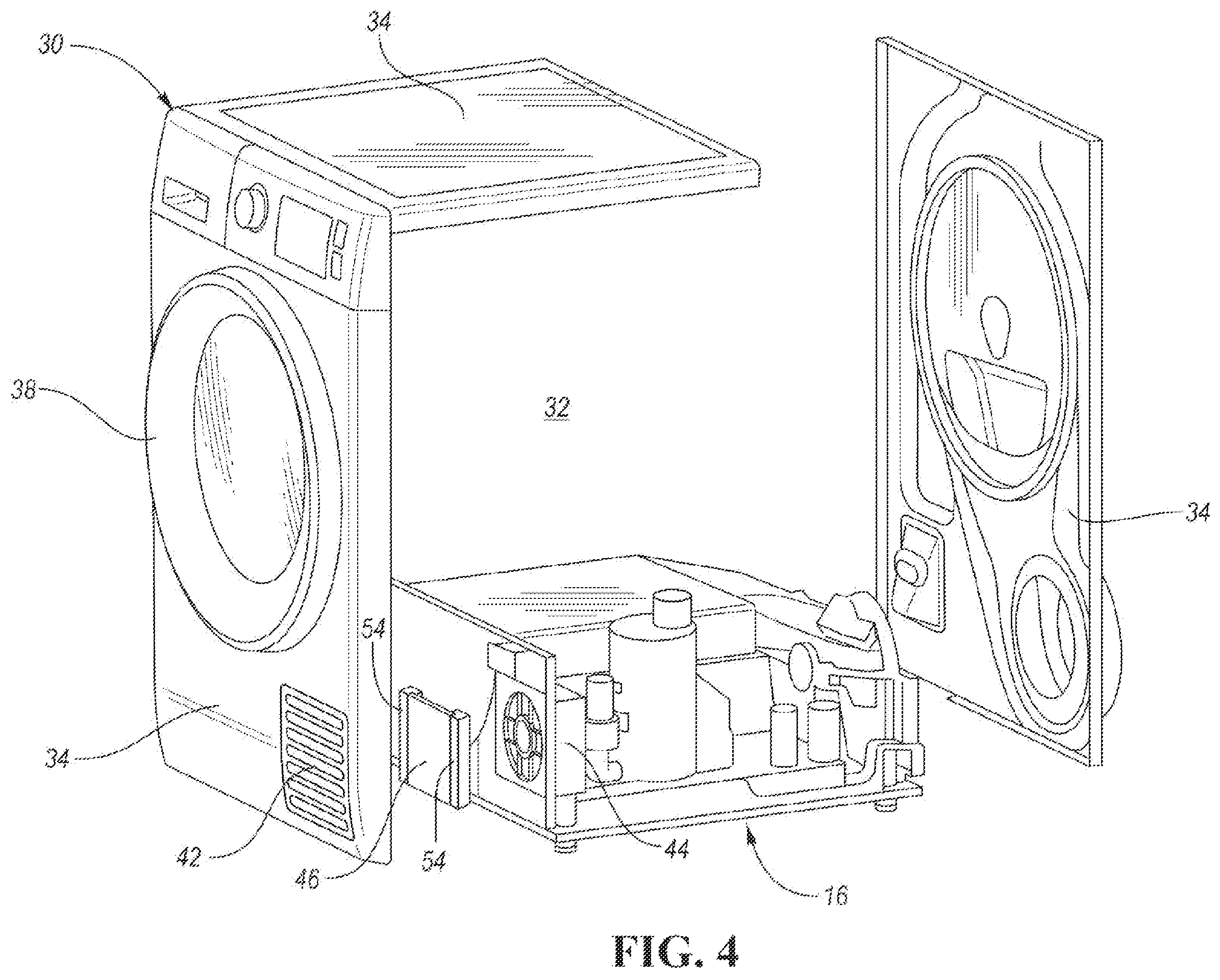 Patent US12366030 Figure 4 – Laundry machine