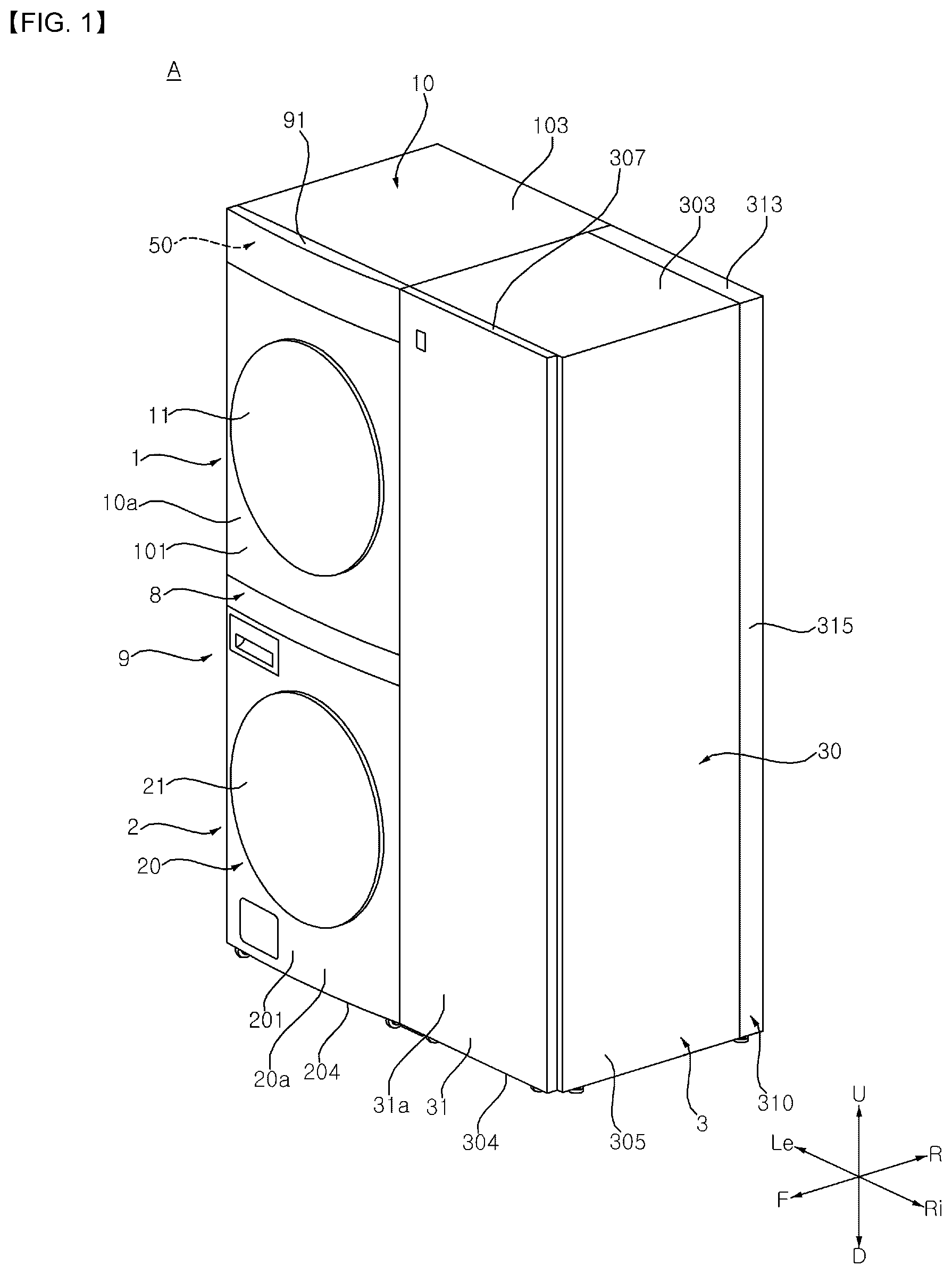 Patent US12366031 Figure 1 – Laundry treating apparatus