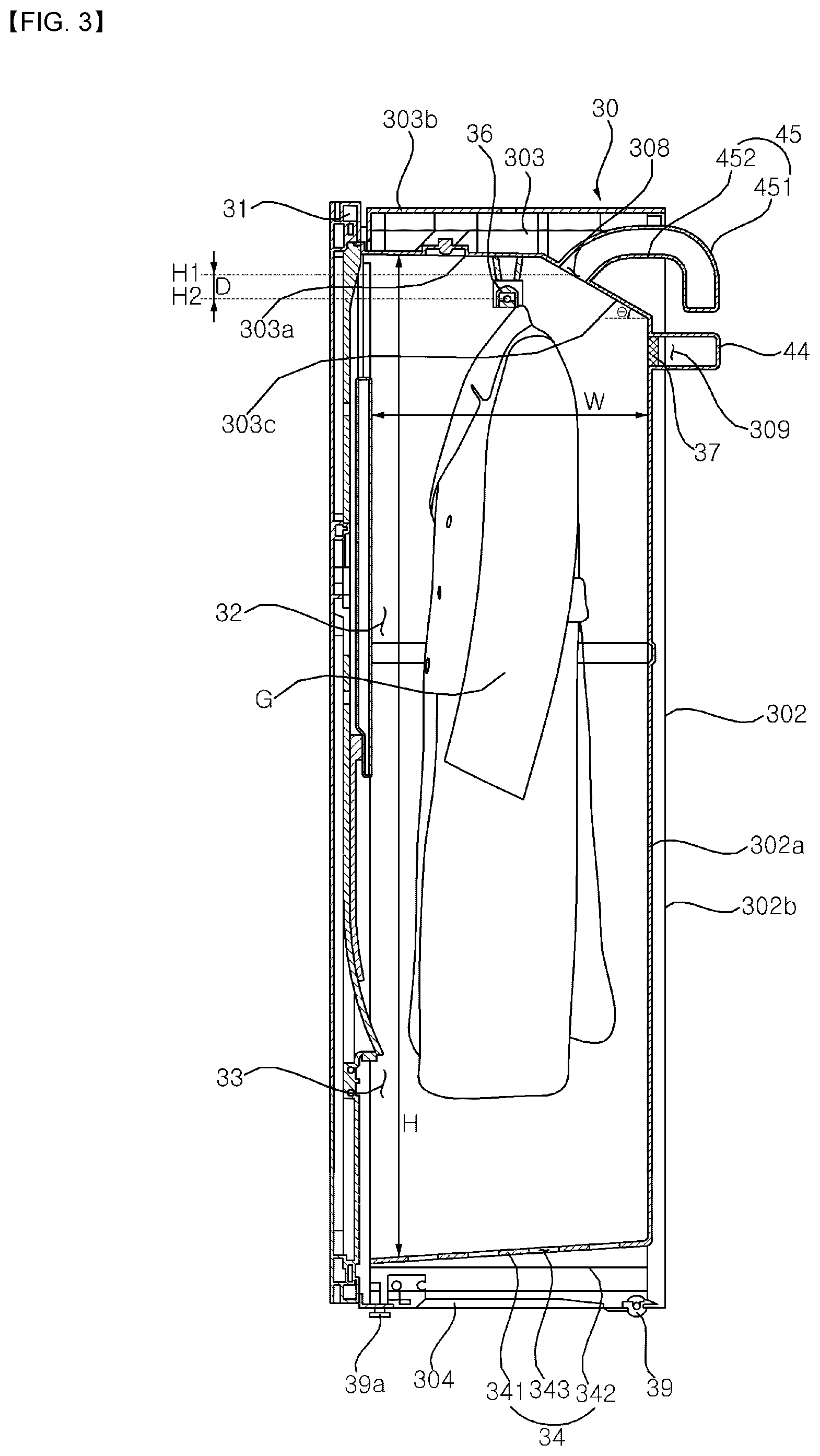 Patent US12366031 Figure 3 – Laundry treating apparatus