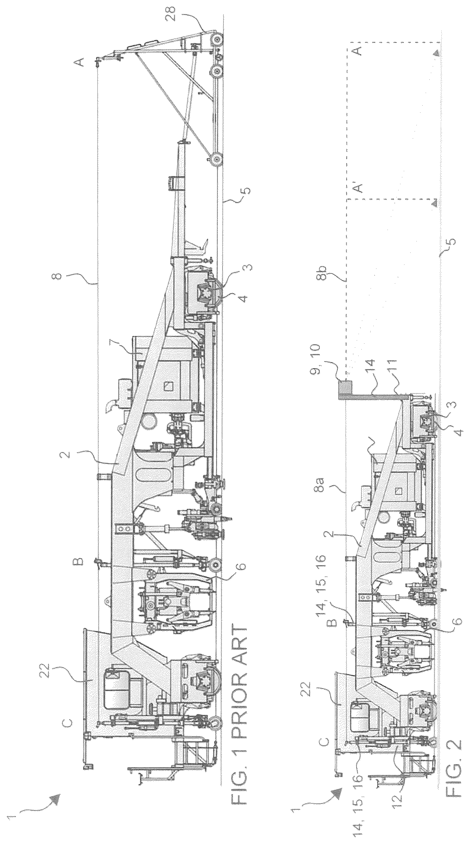 Patent US12366040 Figure 1 – Track maintenance machine and measurement method for a track maintenance machine