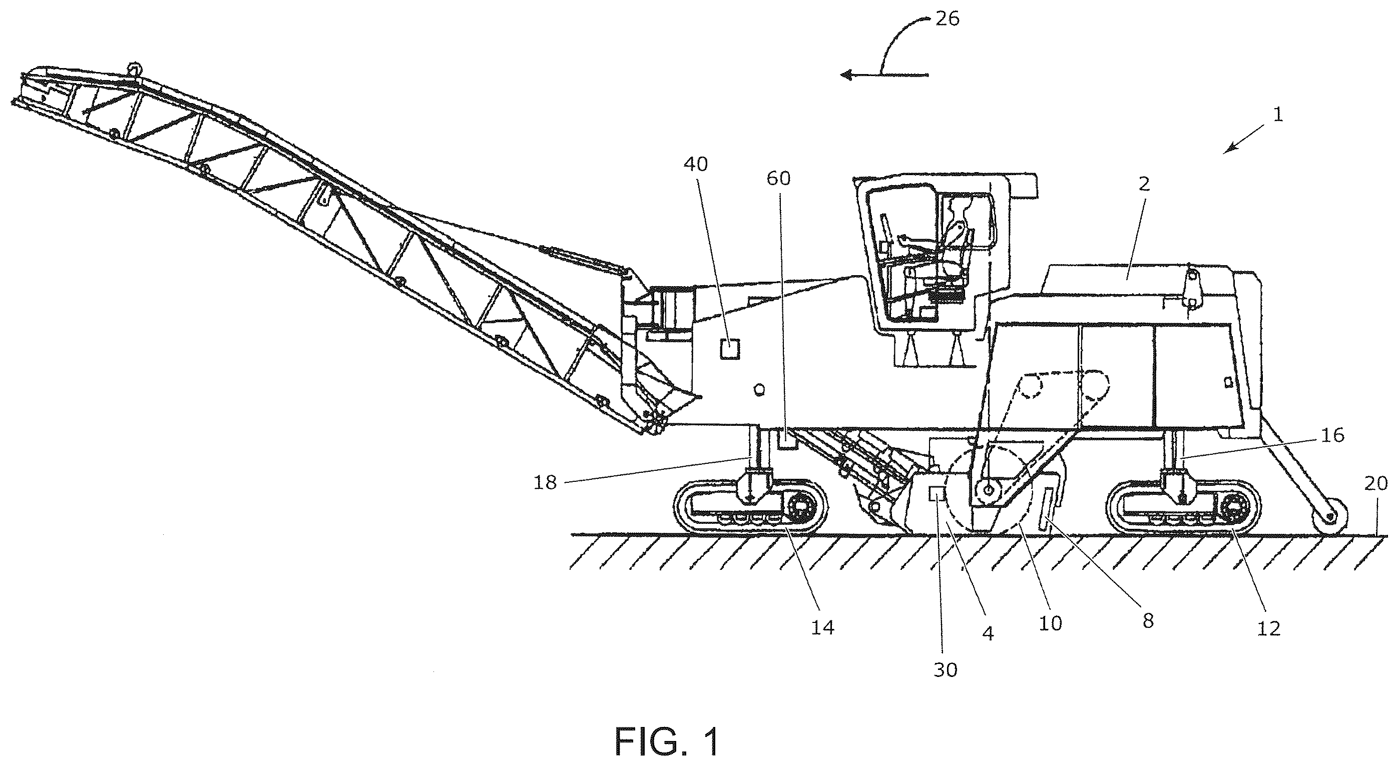 Patent US12366042 — Self-propelled construction machine and method for working a ground pavement — Figure 1