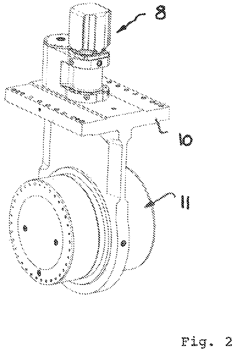 Patent US12366047 Figure 2 – Drive device for a diaphragm wall cutter