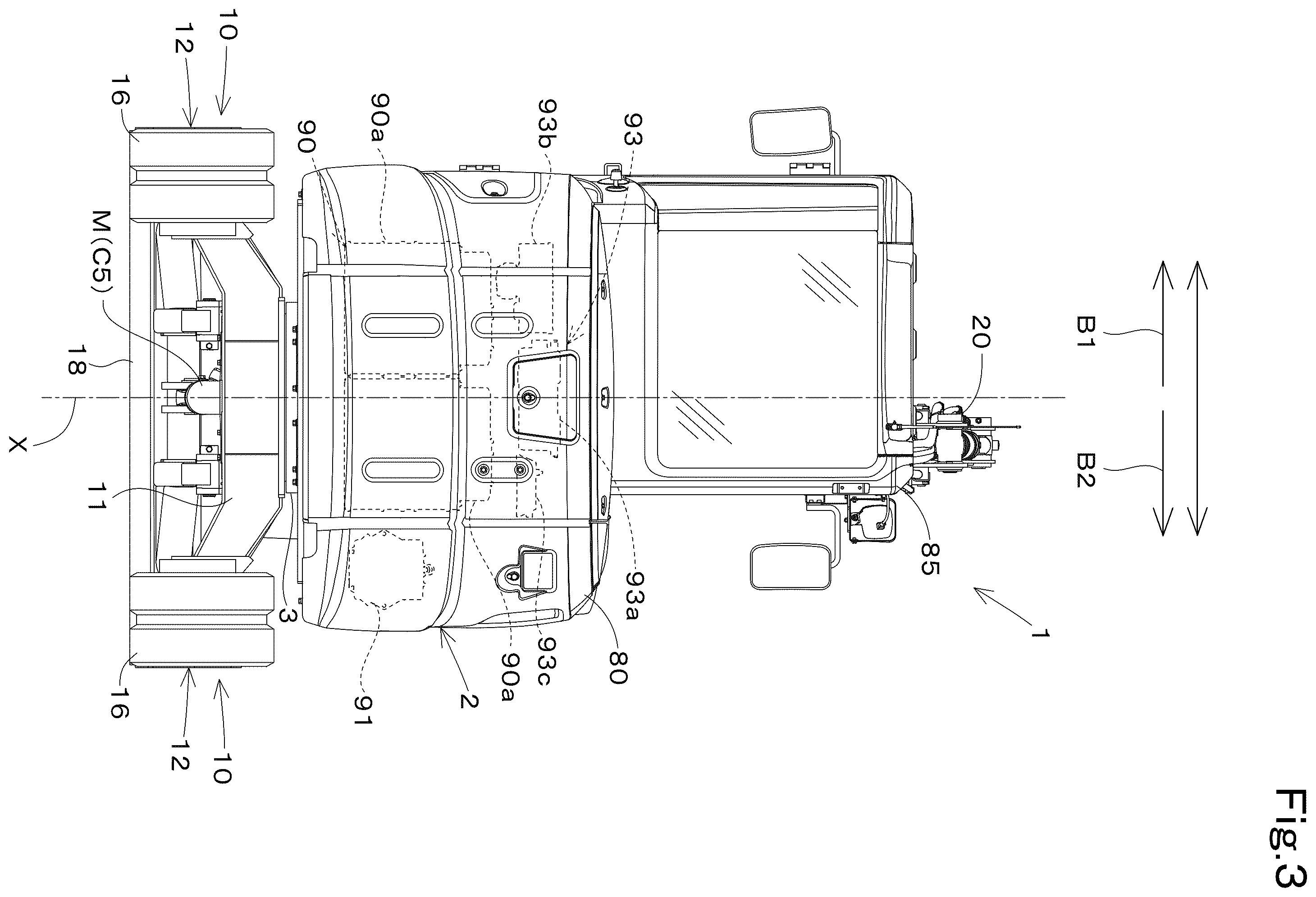 Patent US12366049 Figure 3 – Swivel working machine