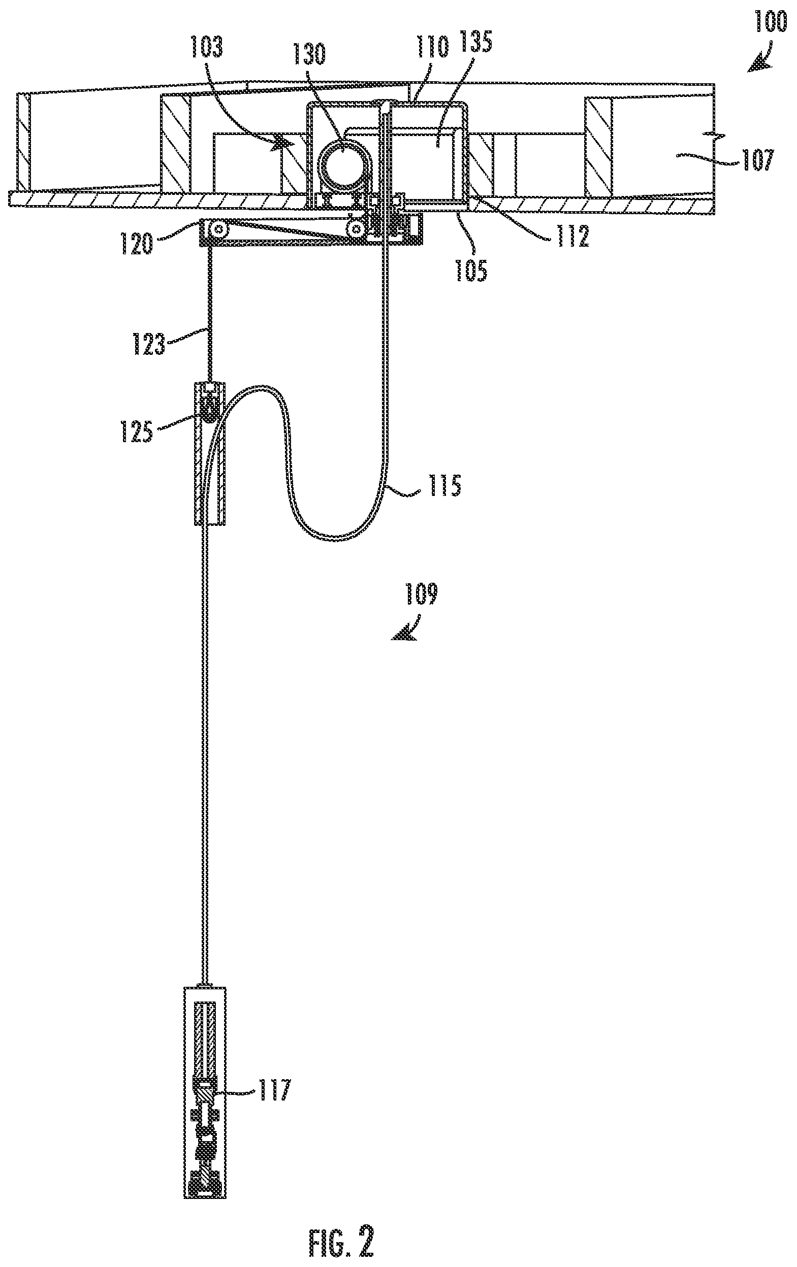 Patent US12366057 Figure 2 – Ceiling mounted kitchen faucet