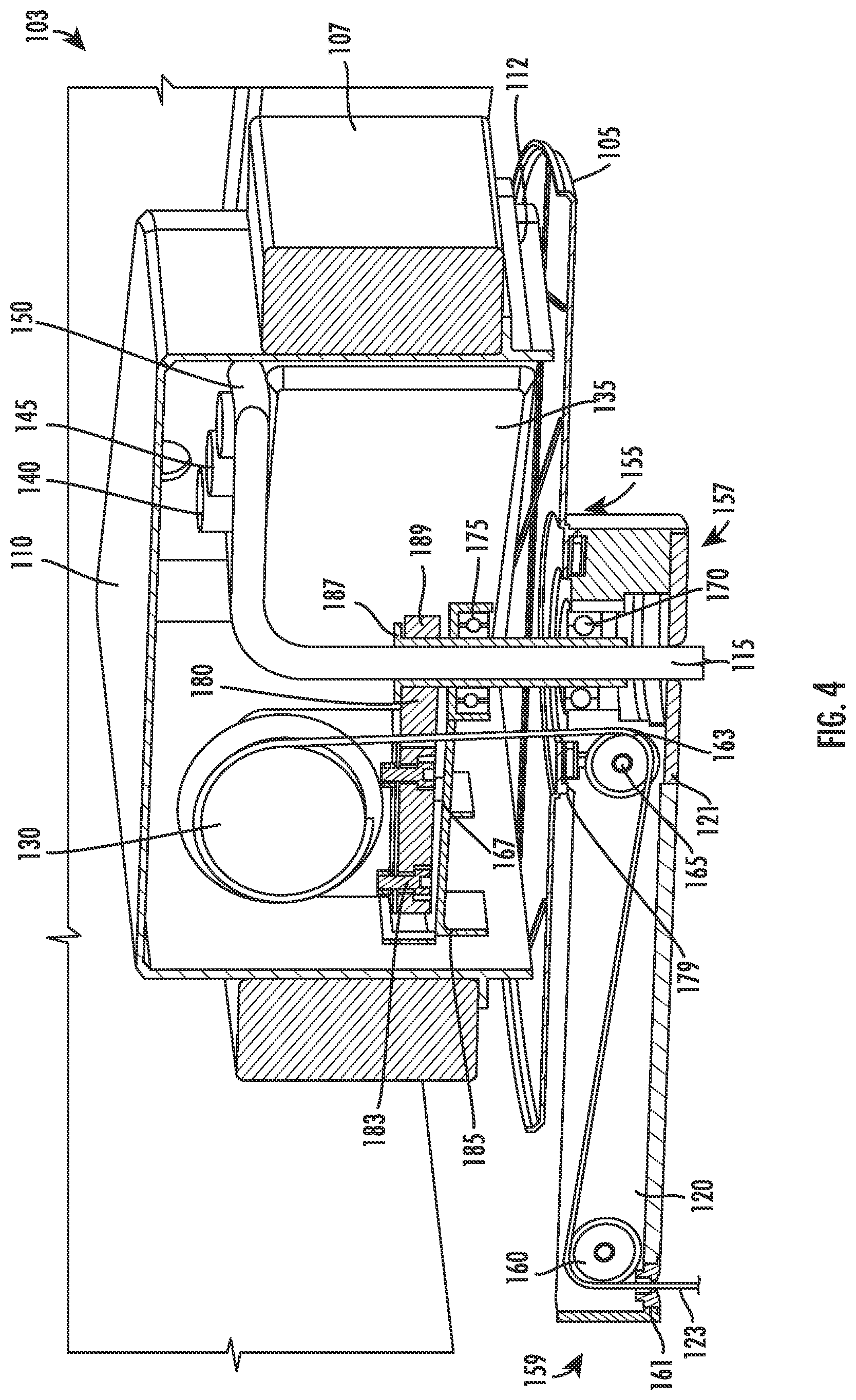 Patent US12366057 Figure 4 – Ceiling mounted kitchen faucet