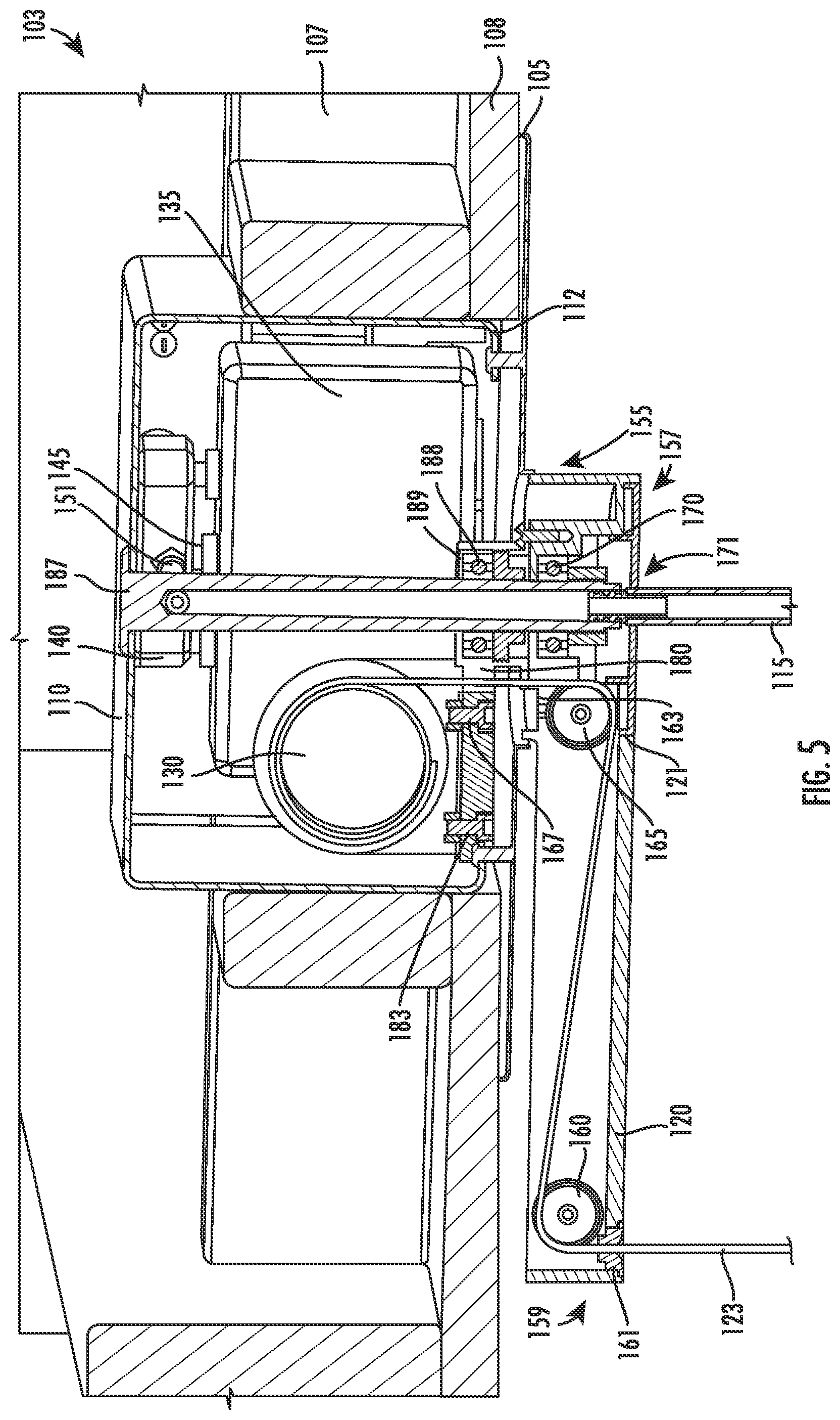 Patent US12366057 Figure 5 – Ceiling mounted kitchen faucet