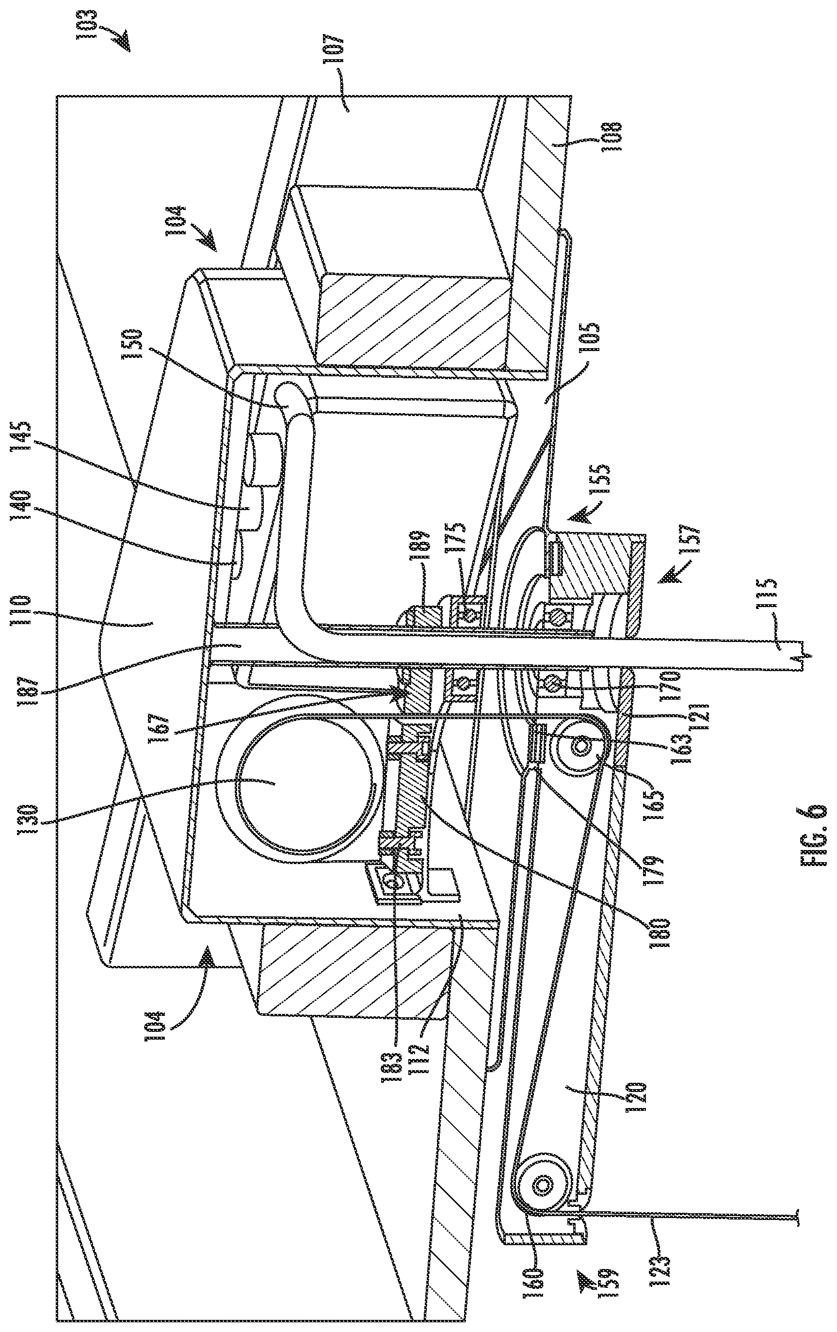 Patent US12366057 Figure 6 – Ceiling mounted kitchen faucet