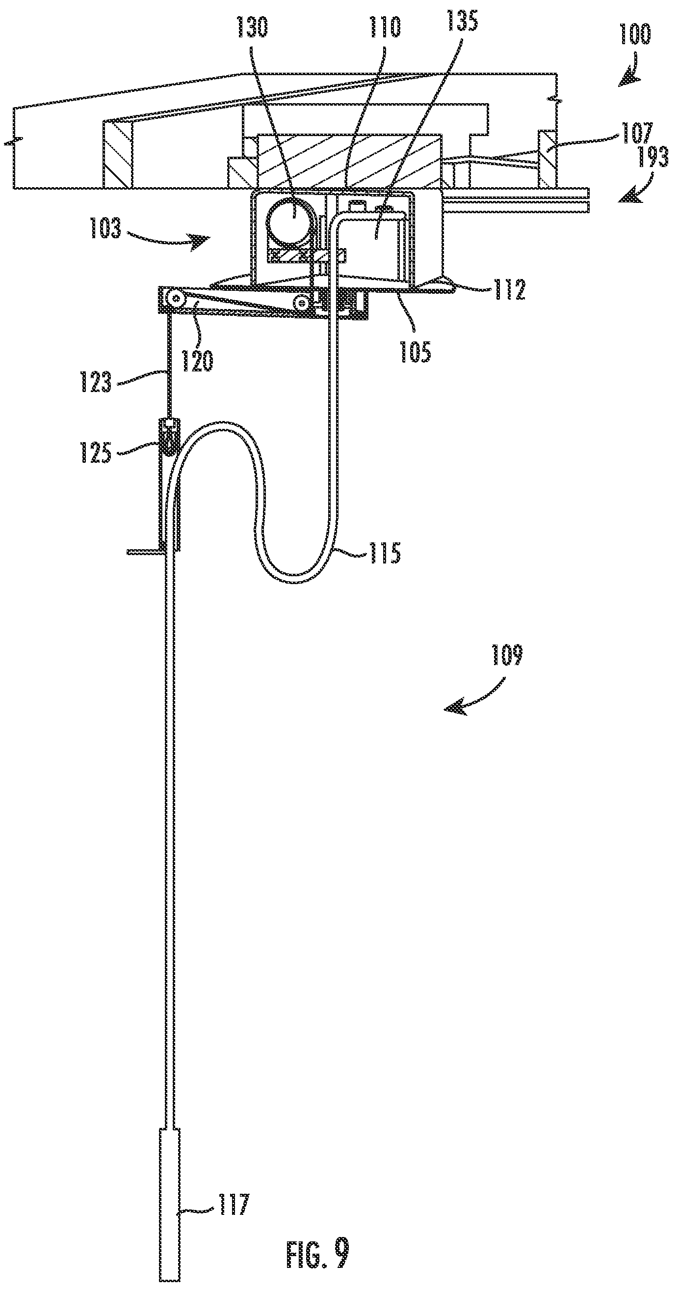 Patent US12366057 Figure 9 – Ceiling mounted kitchen faucet