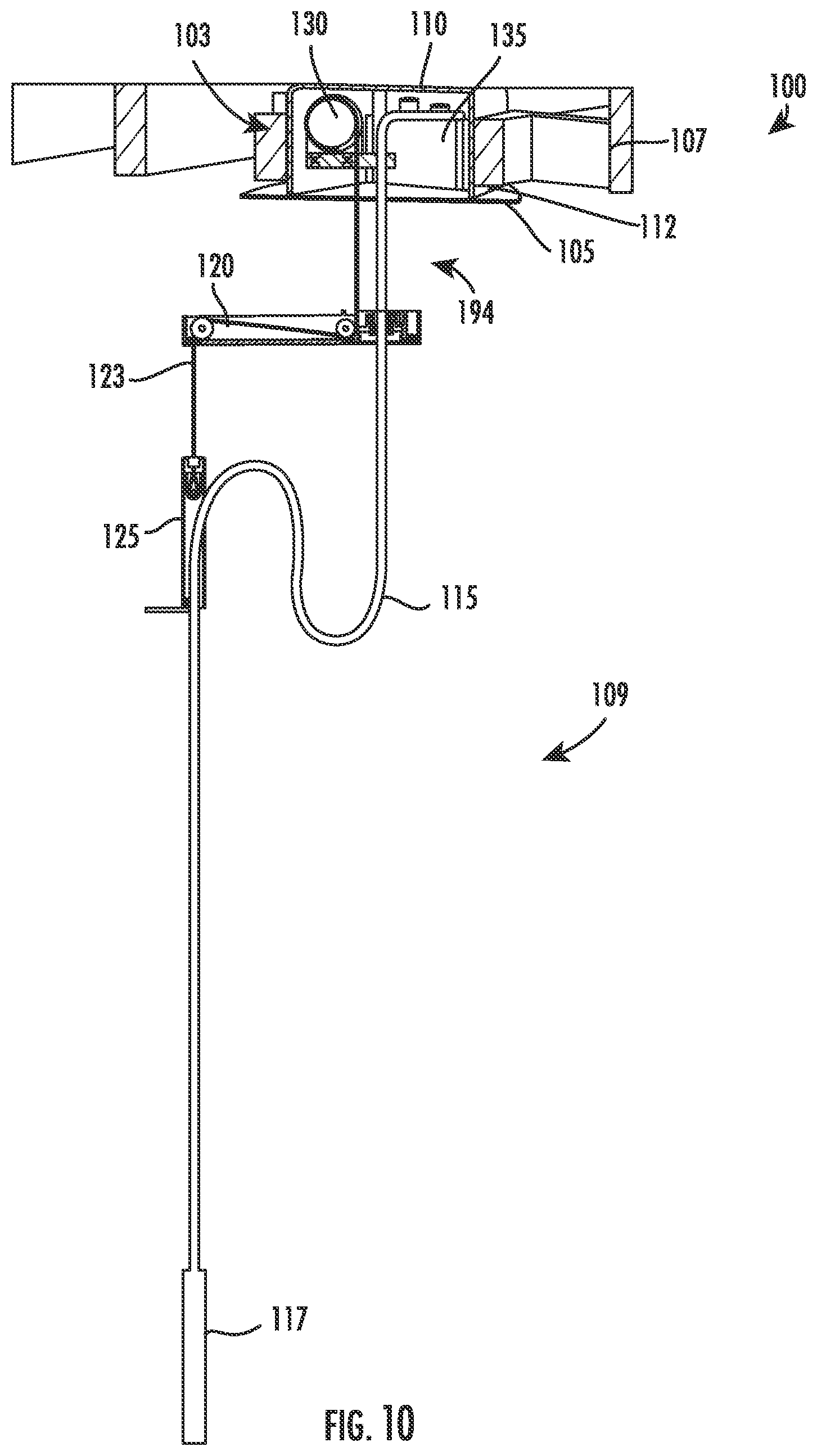Patent US12366057 Figure 10 – Ceiling mounted kitchen faucet