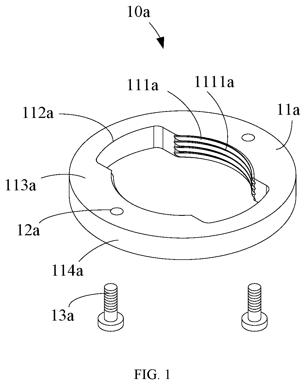 Patent US12366058 Figure 1 – Fixing assembly and faucet