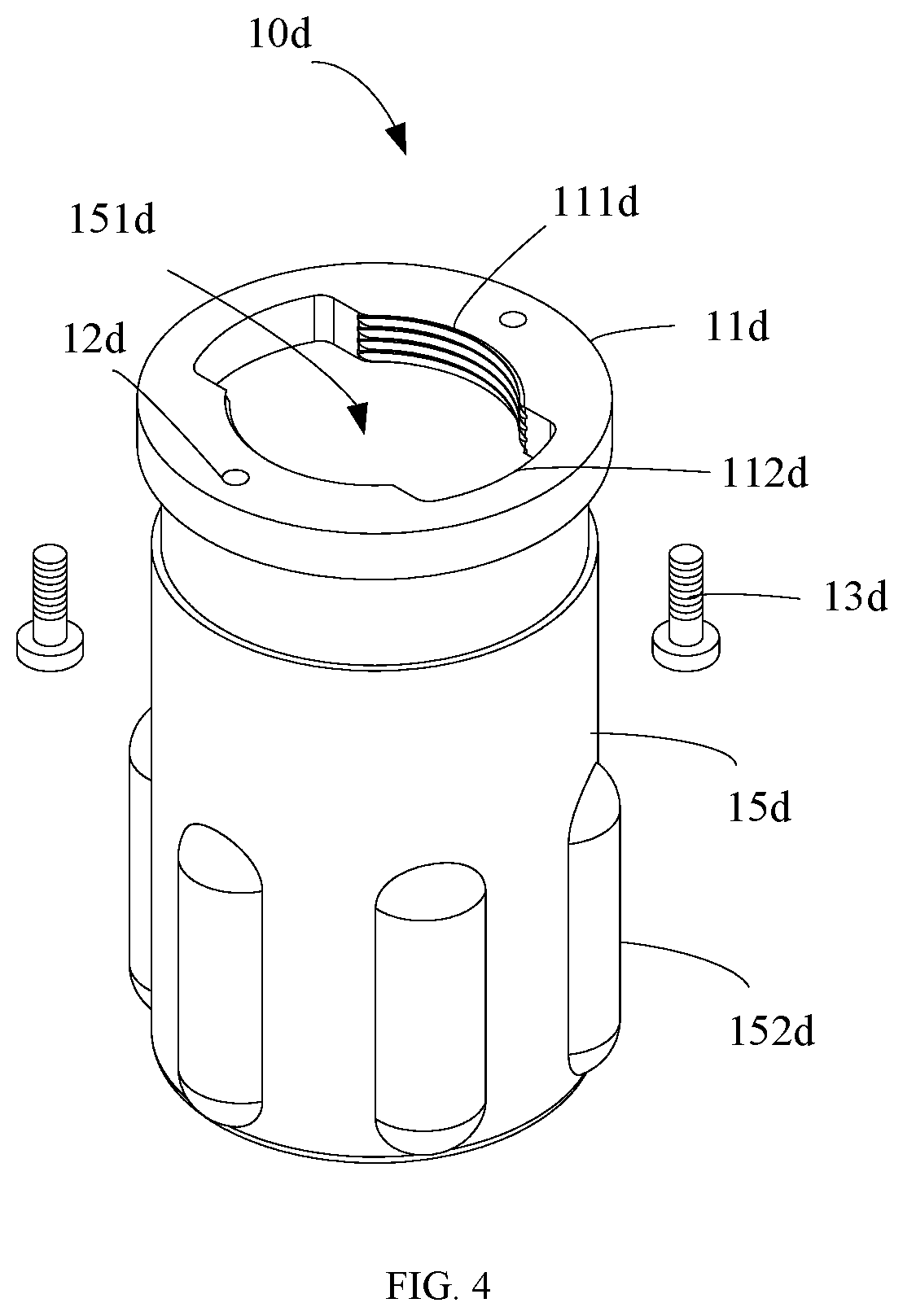 Patent US12366058 Figure 4 – Fixing assembly and faucet