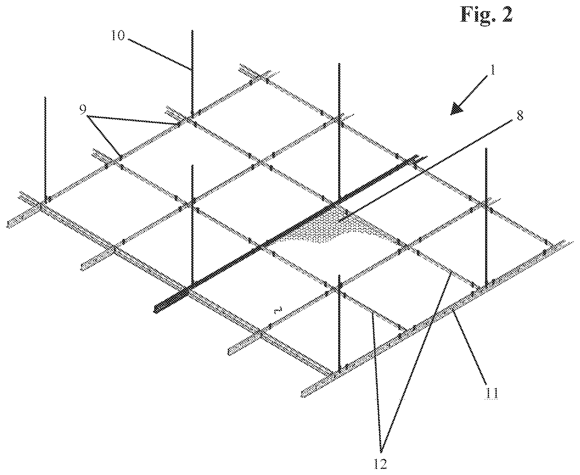 Patent US12366066 Figure 2 – Radio frequency and acoustic mitigating ceiling tile system