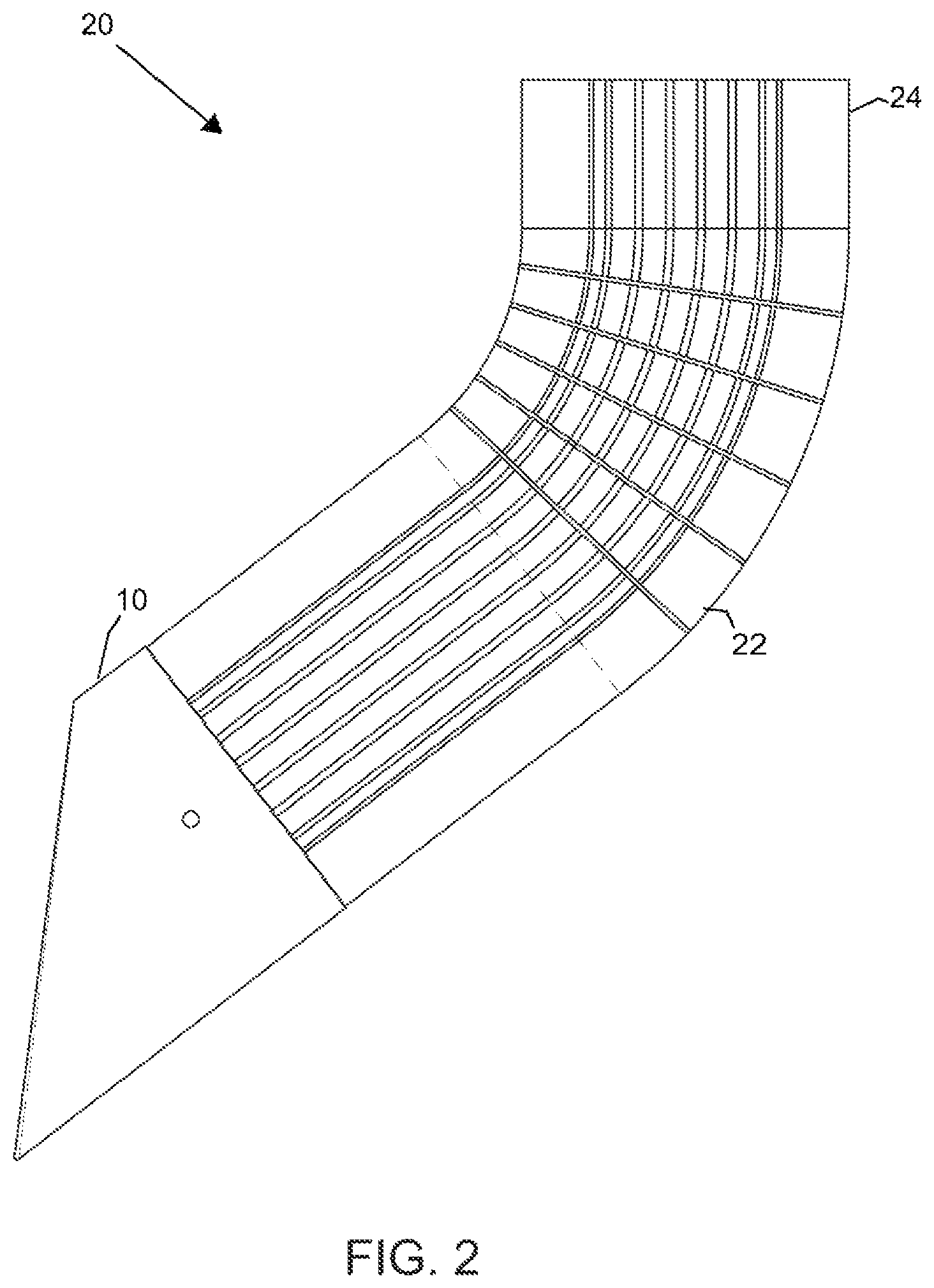 Patent US12366070 Figure 2 – Cover for circular-profile downspouts having protection from animal/insect intrusion and damage/debris accumulation