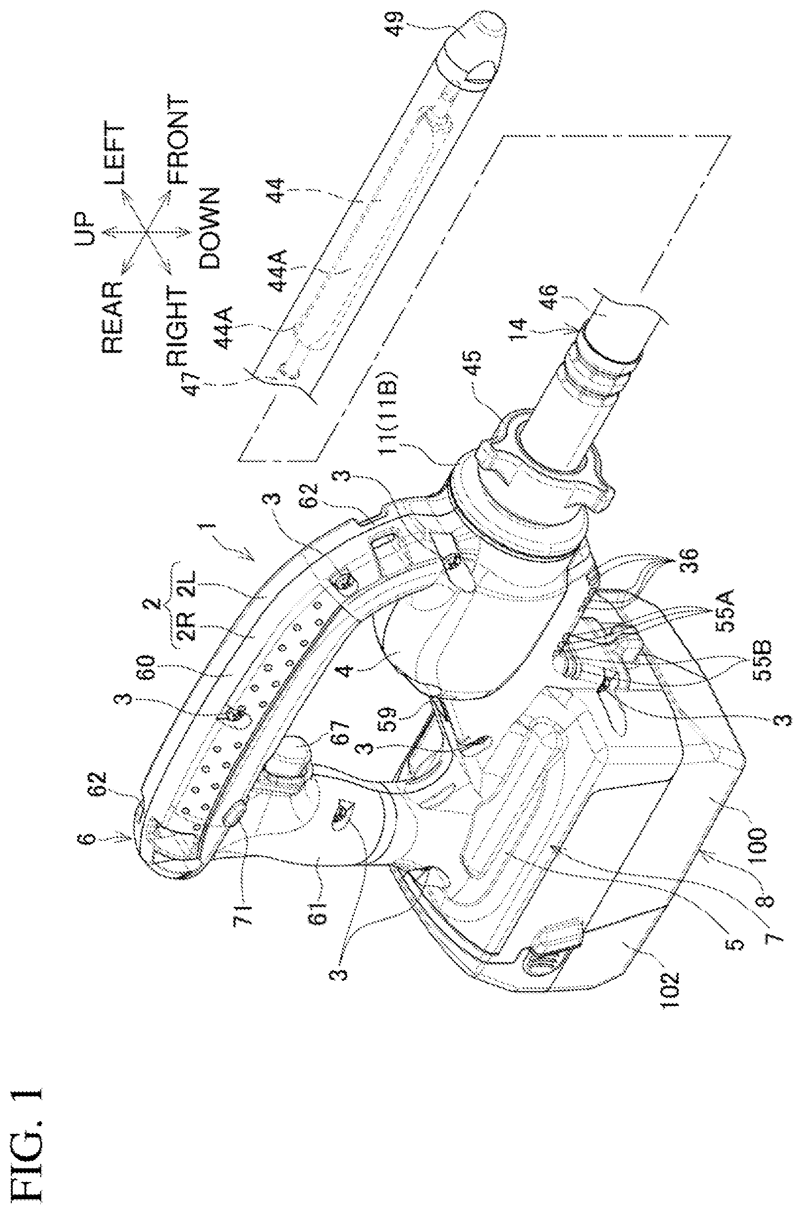 Patent US12366077 Figure 1 – Concrete vibrator