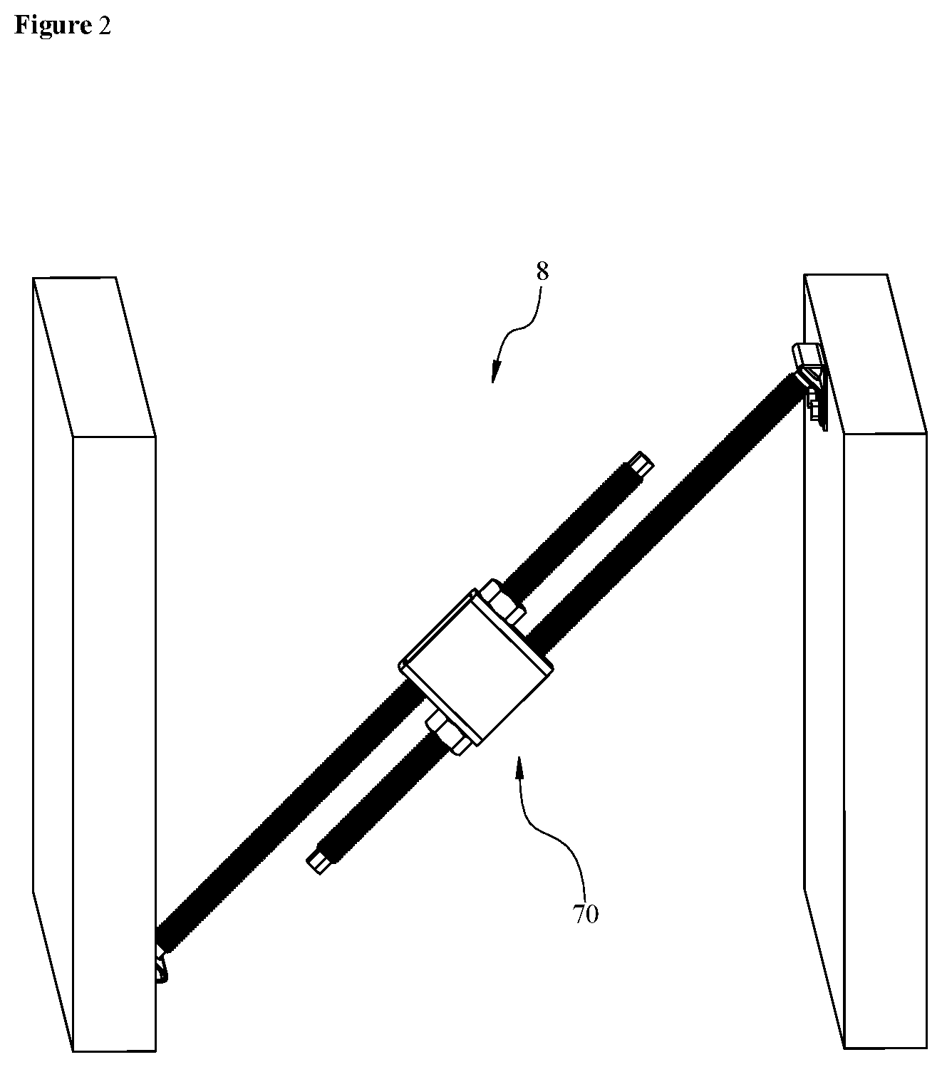Patent US12366078 Figure 2 – Structural connector for tensioning floor joists and beams