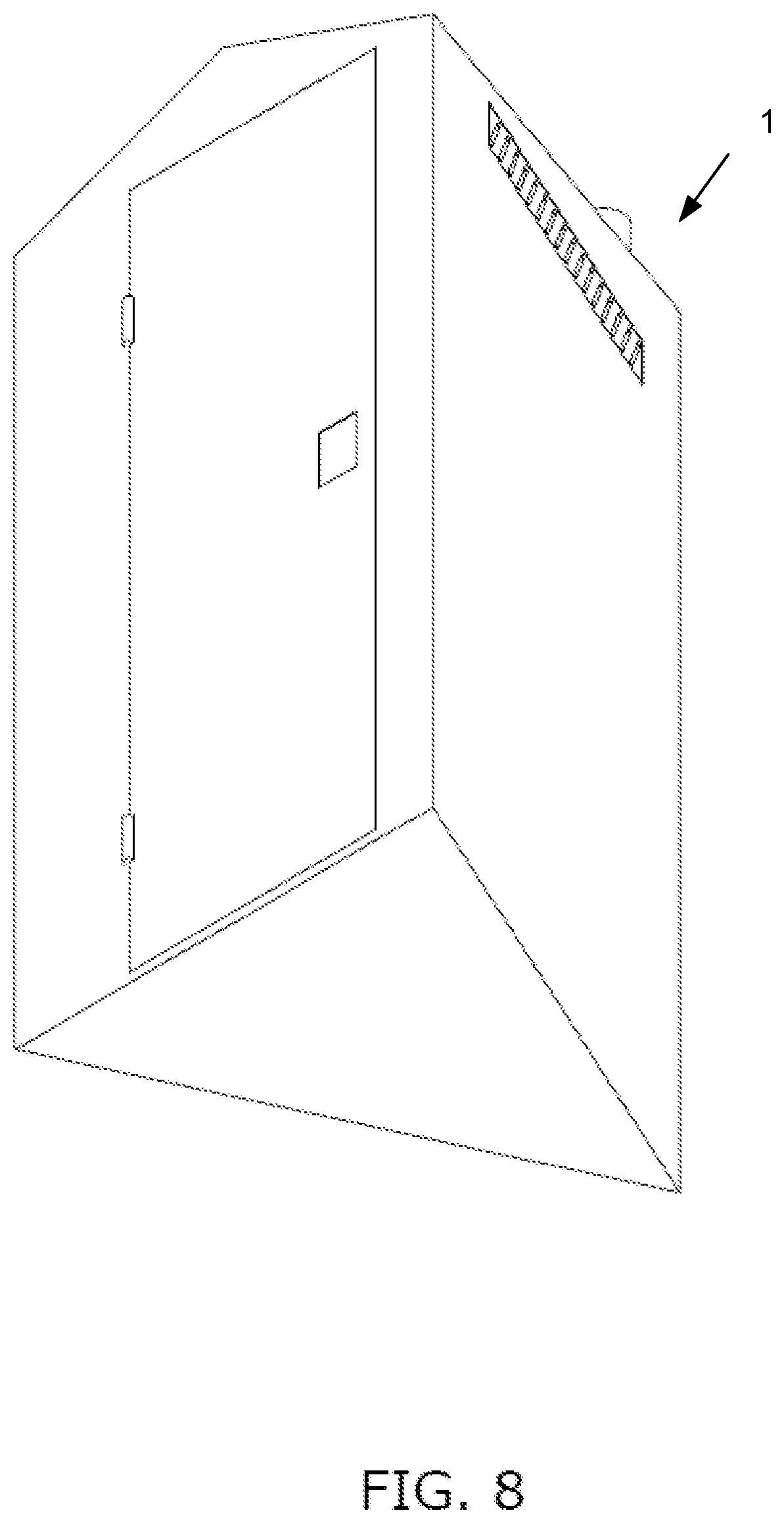 Patent US12366079 Figure 5 – Triangular shaped portable toilet