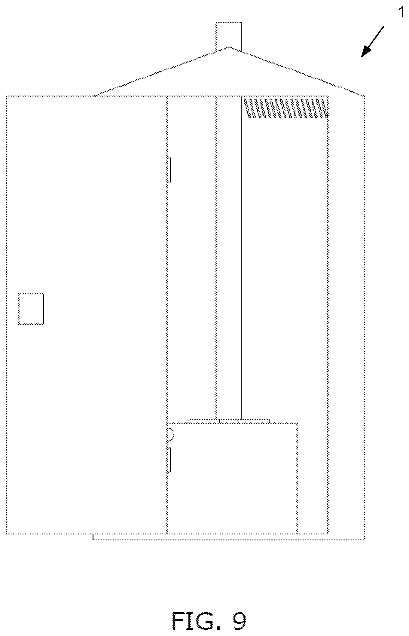 Patent US12366079 Figure 6 – Triangular shaped portable toilet