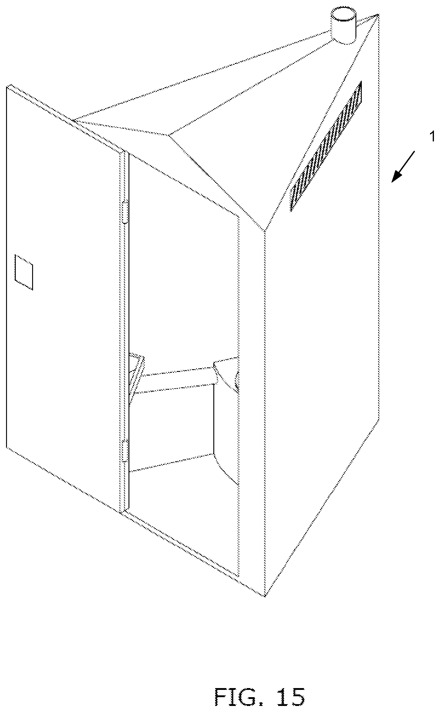 Patent US12366079 Figure 11 – Triangular shaped portable toilet